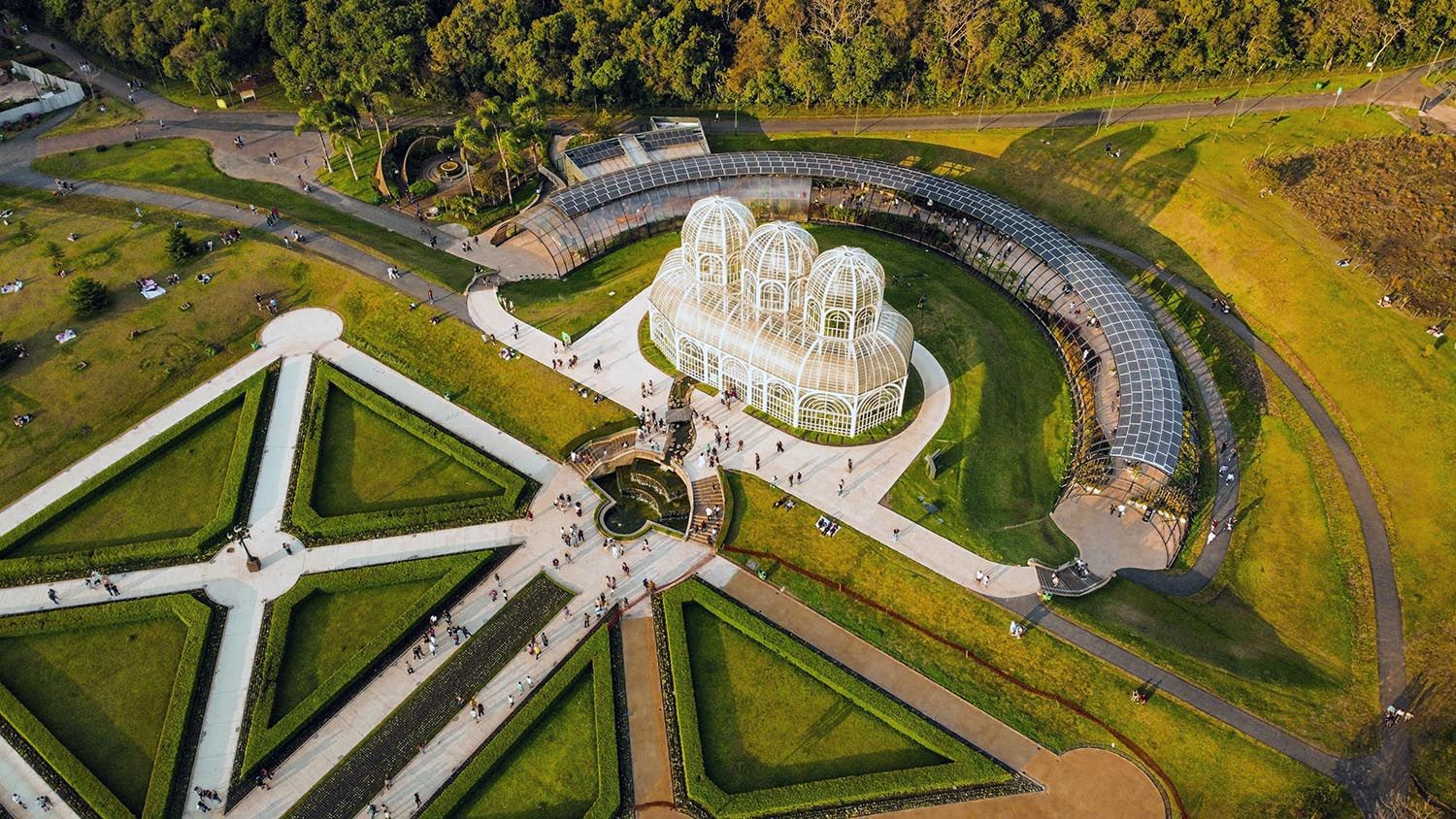 An aerial shot of Botanical Garden of Curitiba in Curitiba, Brazil © Shutterstock