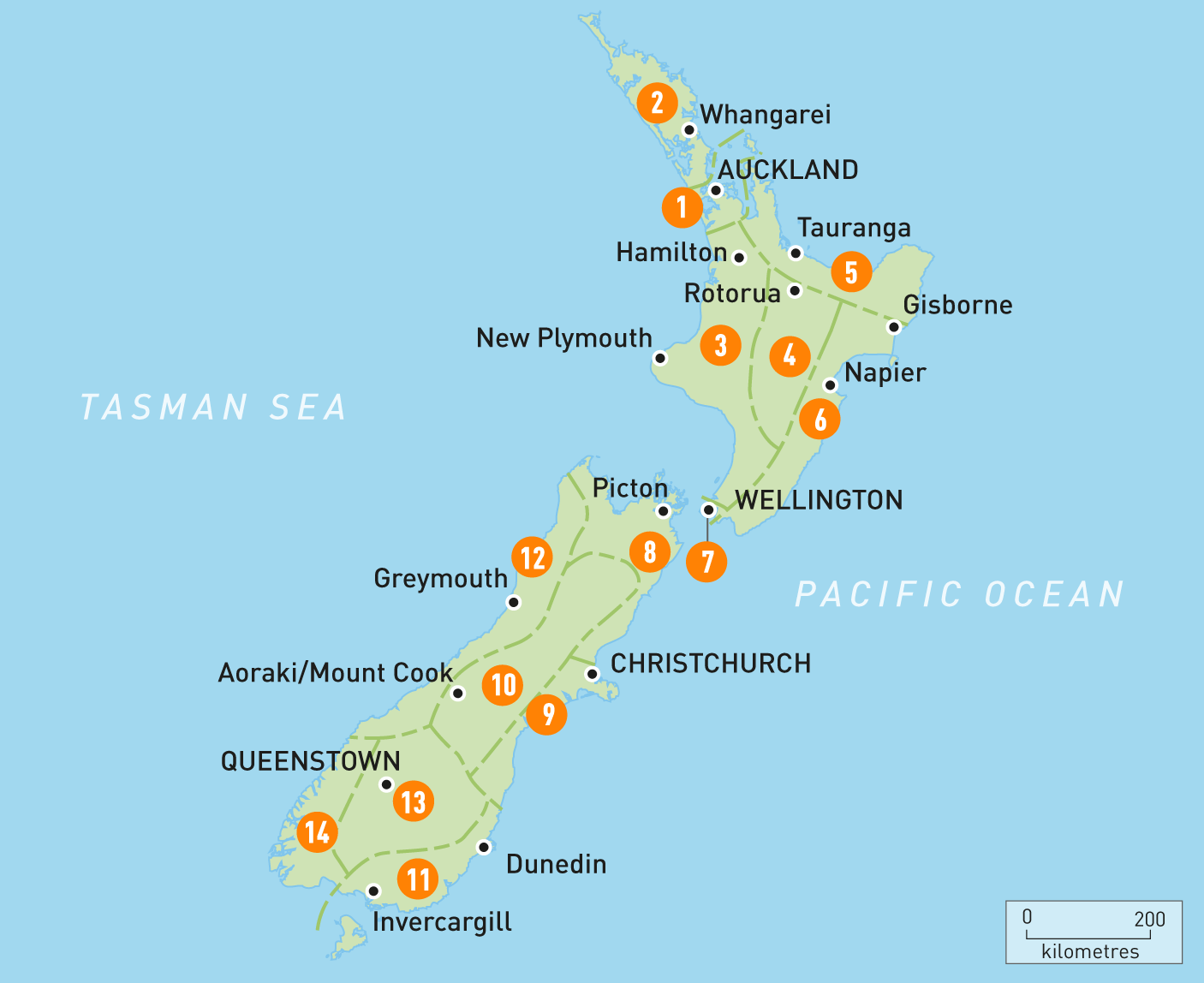 New Zealand Districts Map Map Of New Zealand | New Zealand Regions | Rough Guides | Rough Guides