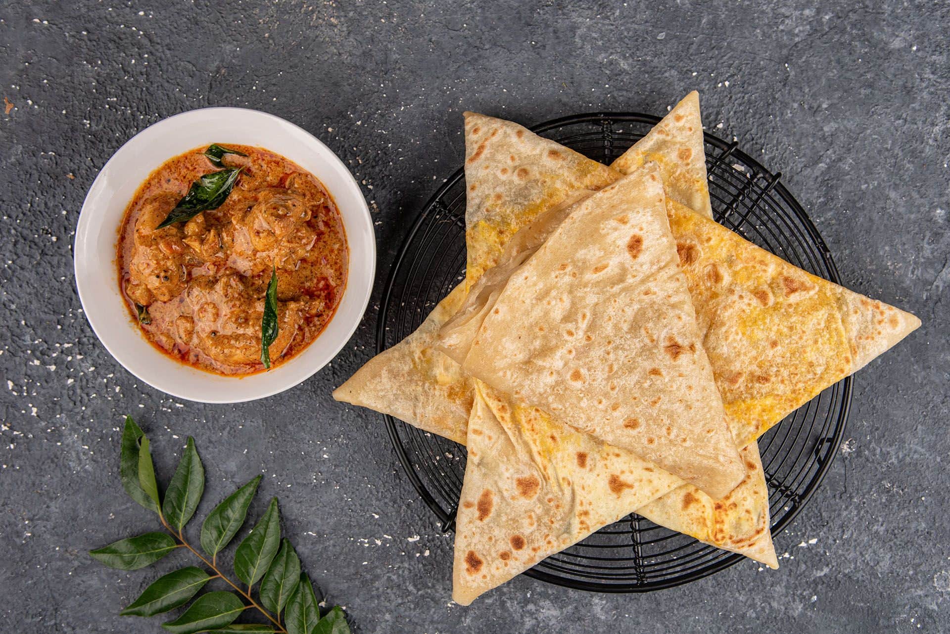 Godamba Rotti and Paratha with Chicken Masala Curry