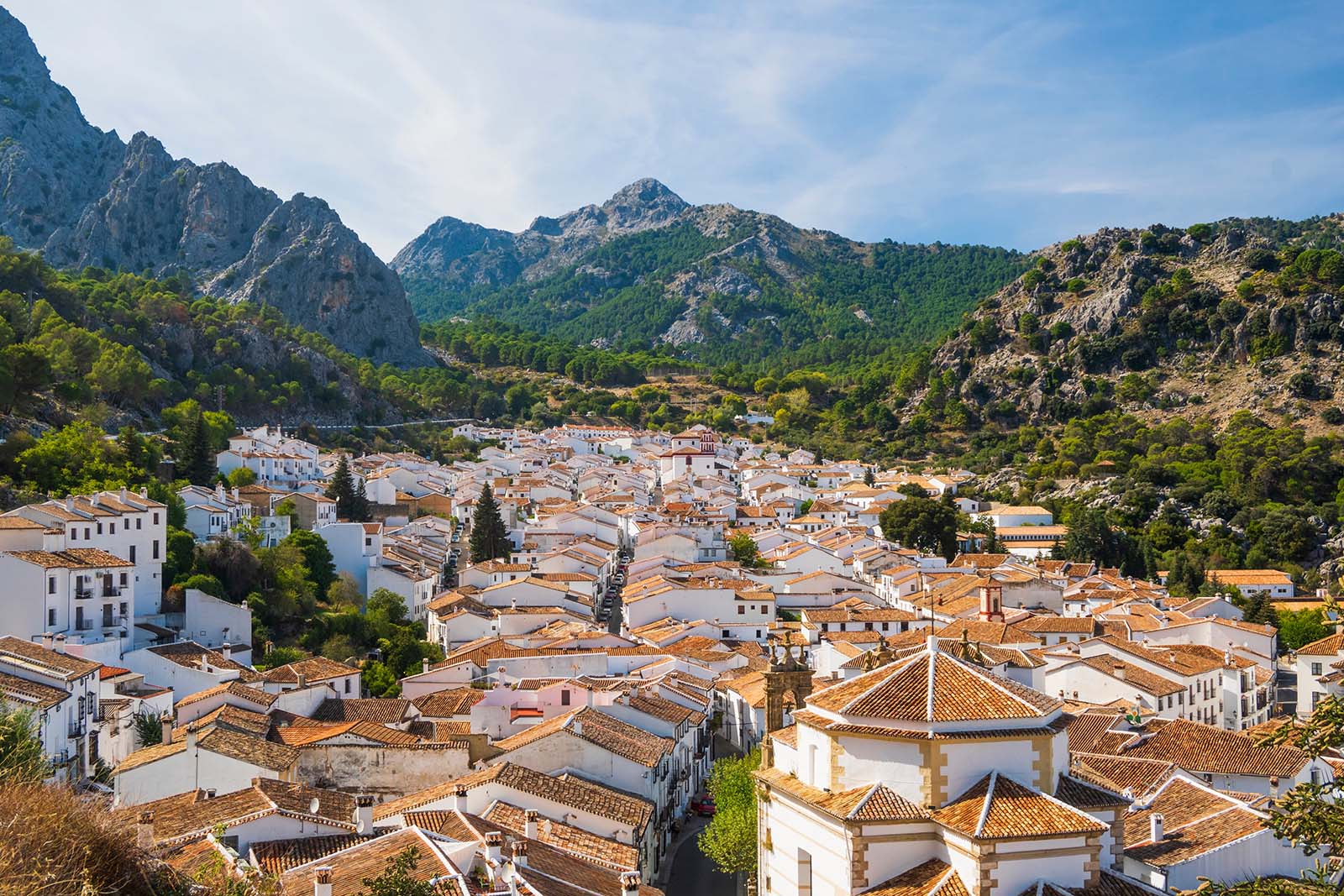 The small town of Grazalema at the foot of the Sierra de Grazalema mountains, Spain © Shutterstock