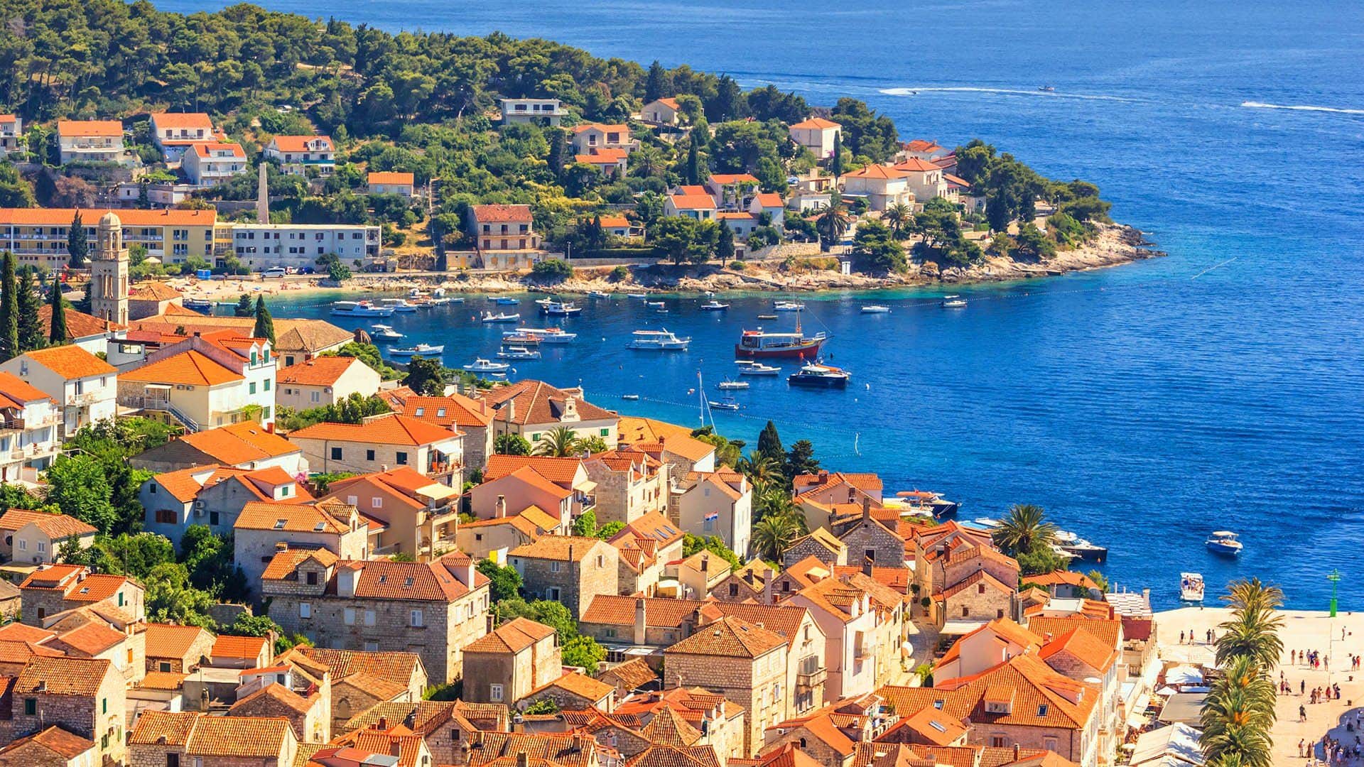 City Harbour of the town of Hvar, on the island of Hvar, the Adriatic coast of Croatia