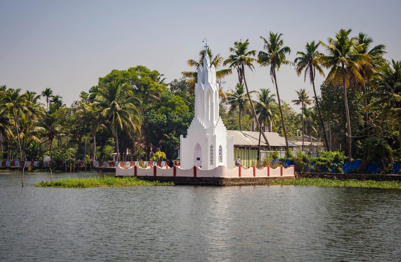 A church in Kumarakom, Kottayam ,Kerala along side the Vembanad Lake