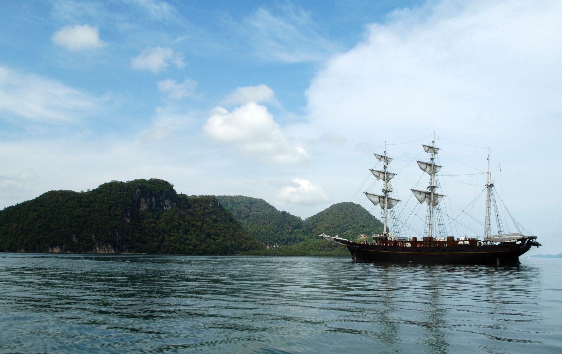 Old sailing ships and in Langkawi bay