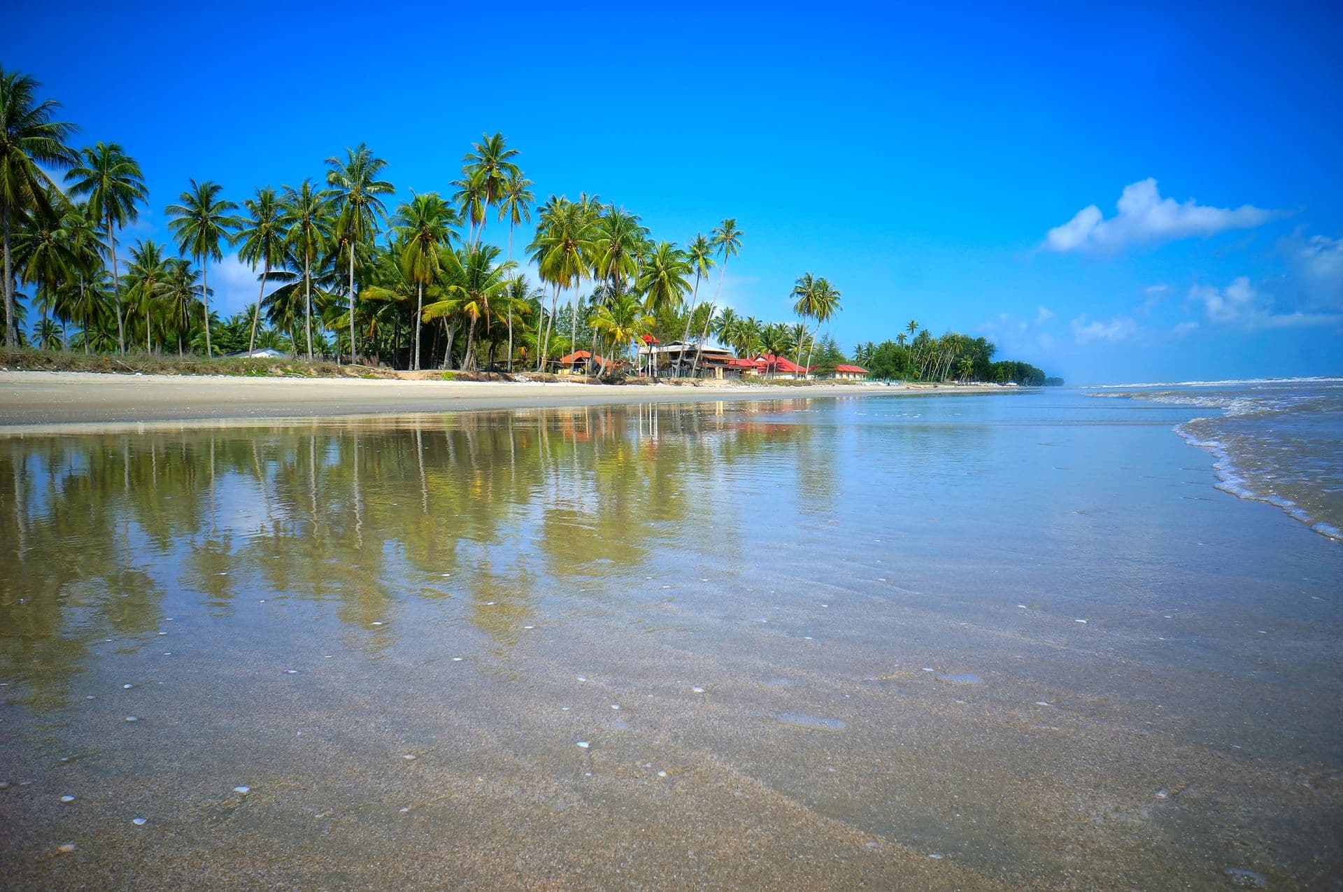 Landscape of beautiful tropical beach at Kelantan, Malaysia