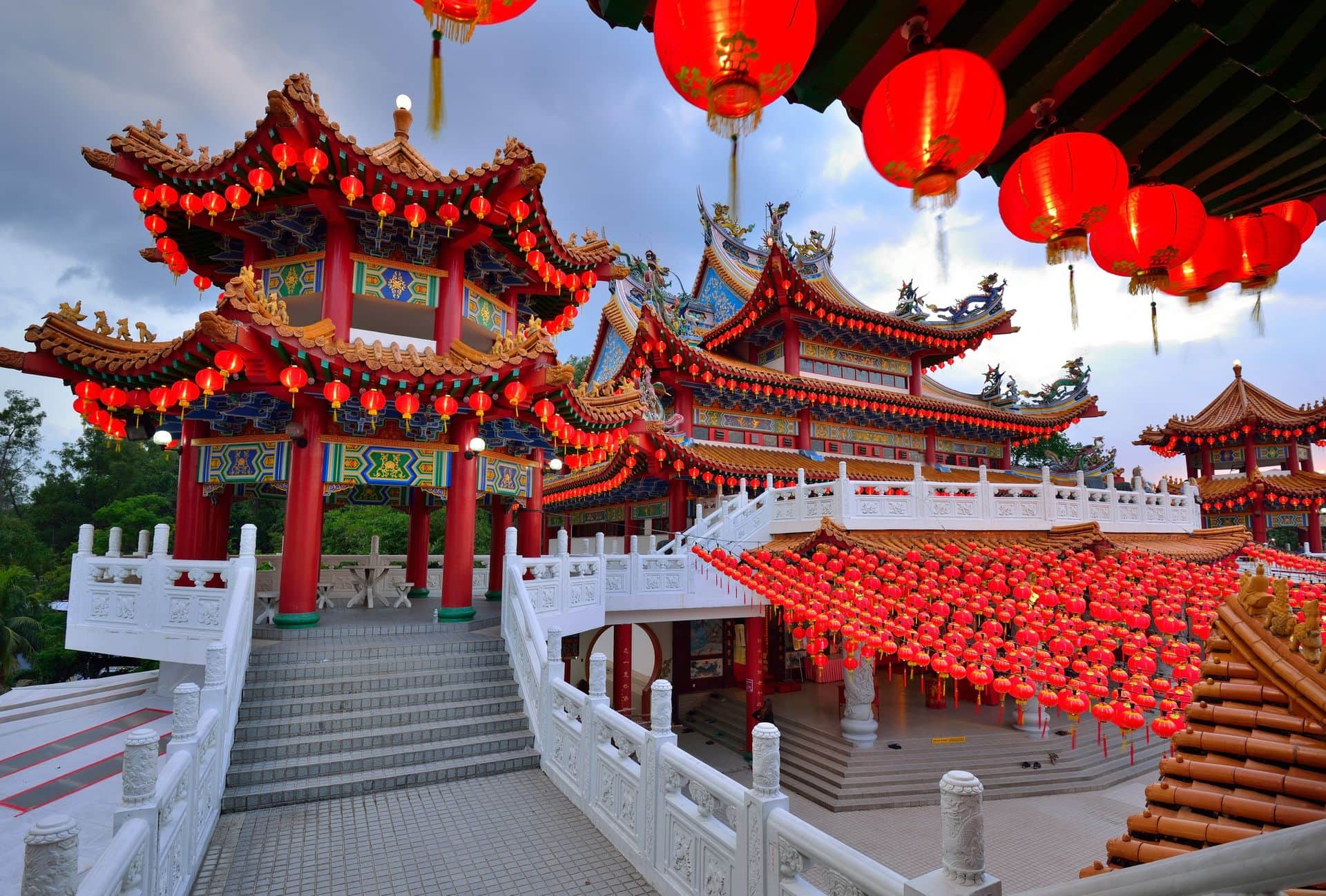 Windy and stormy sky at Thean Hou Temple in Kuala Lumpur, Malaysia.