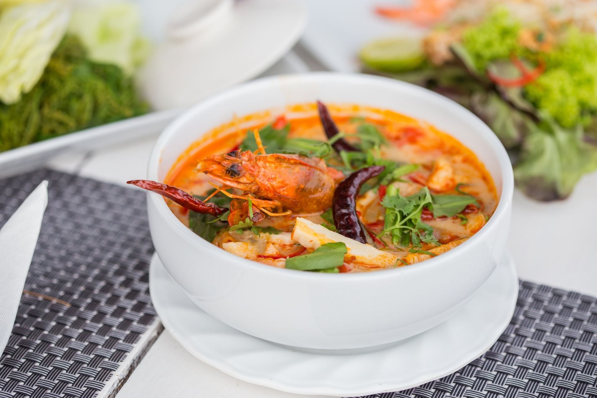 Creamy Tom Yum Kung , Thailand sour and spicy shrimp soup