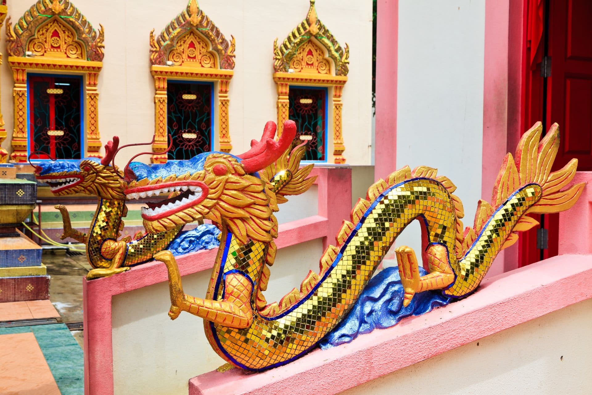 Sculpture at the Thai temple Wat Chayamangkalaram in Penang, Malaysia