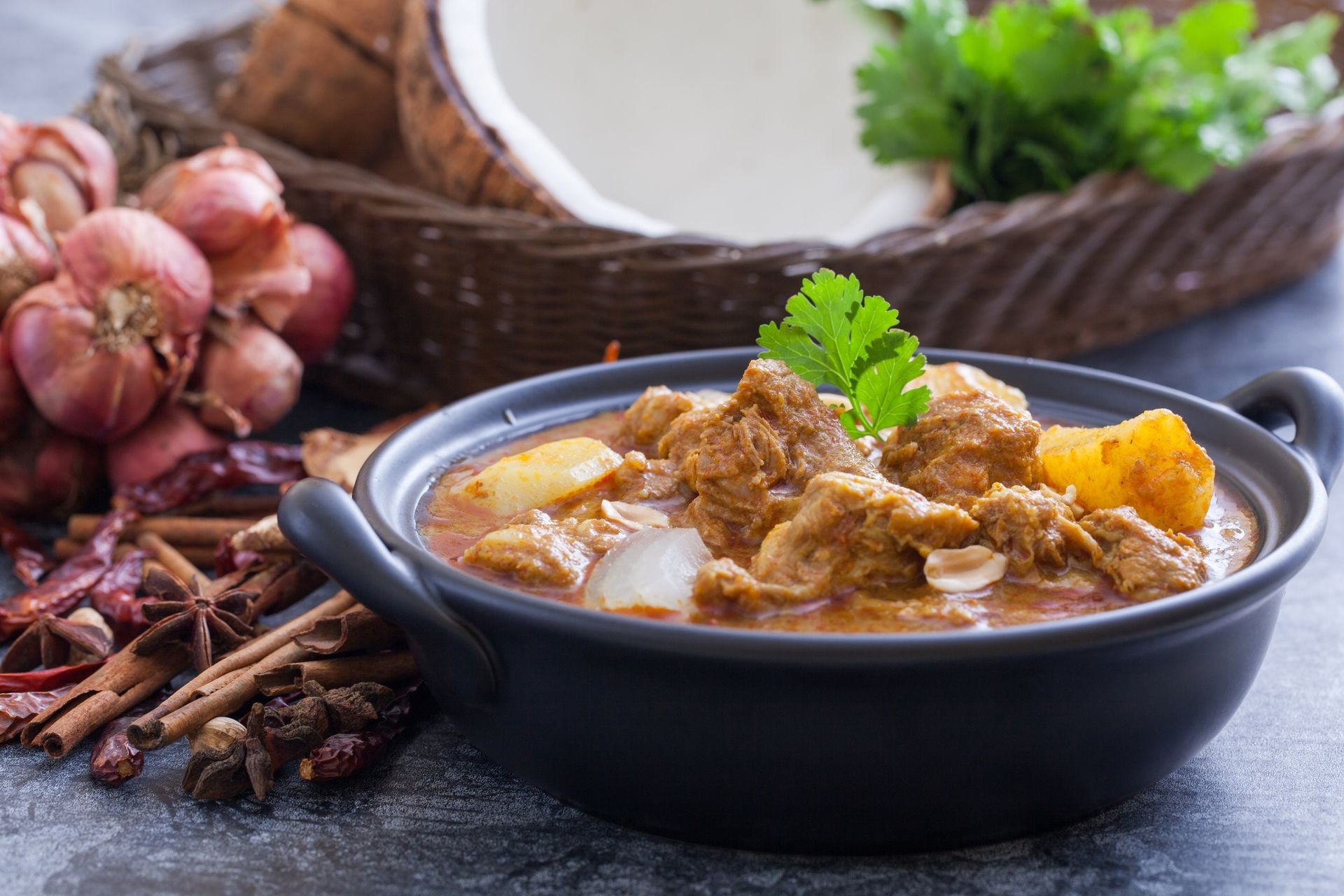Beef massaman curry, thai cuisine