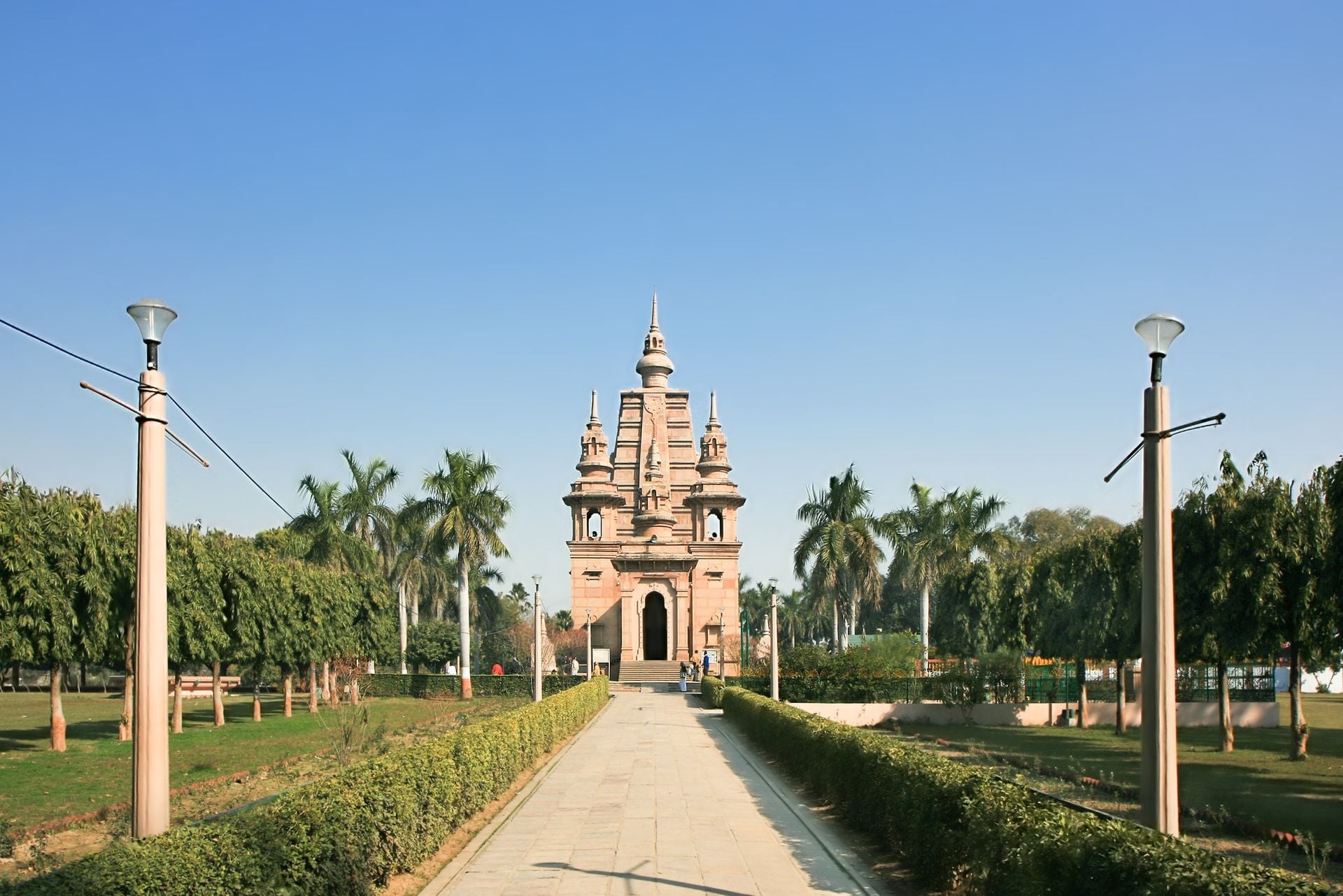 Modern Buddhist Temple in Sarnath near Varanasi, India