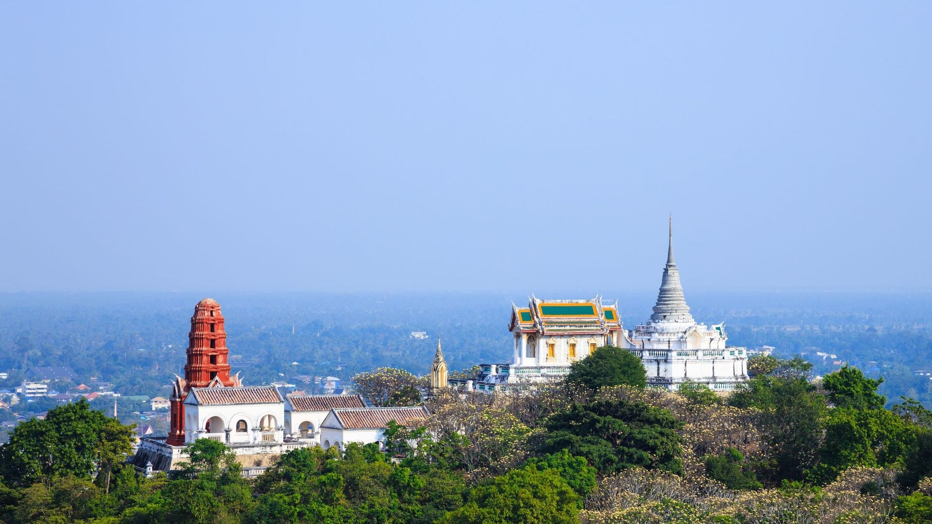 Temple on mountain top at Khao Wang Palace, Petchaburi, Thailand