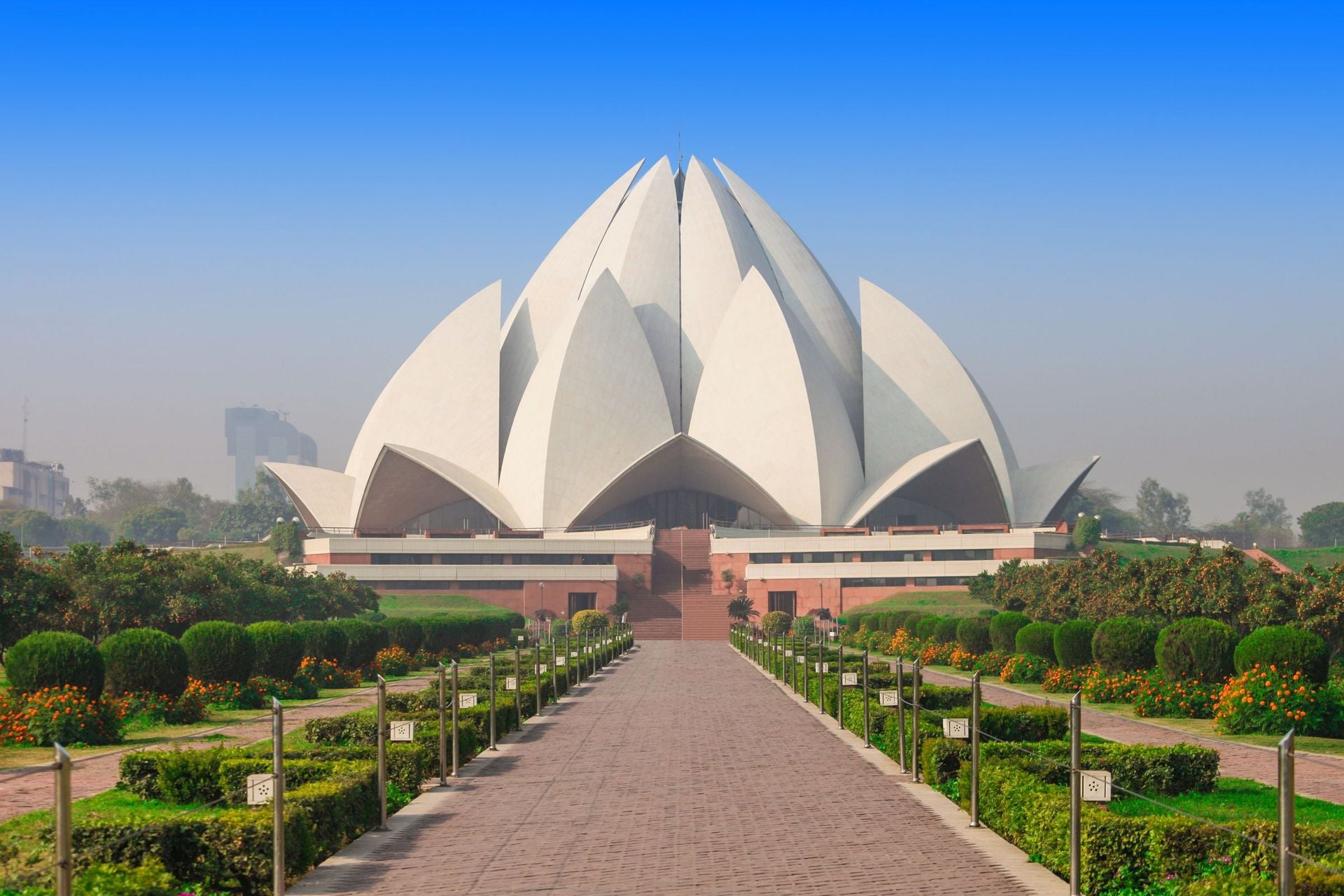 The Lotus Temple, located in New Delhi, India, is a Bahai House of Worship