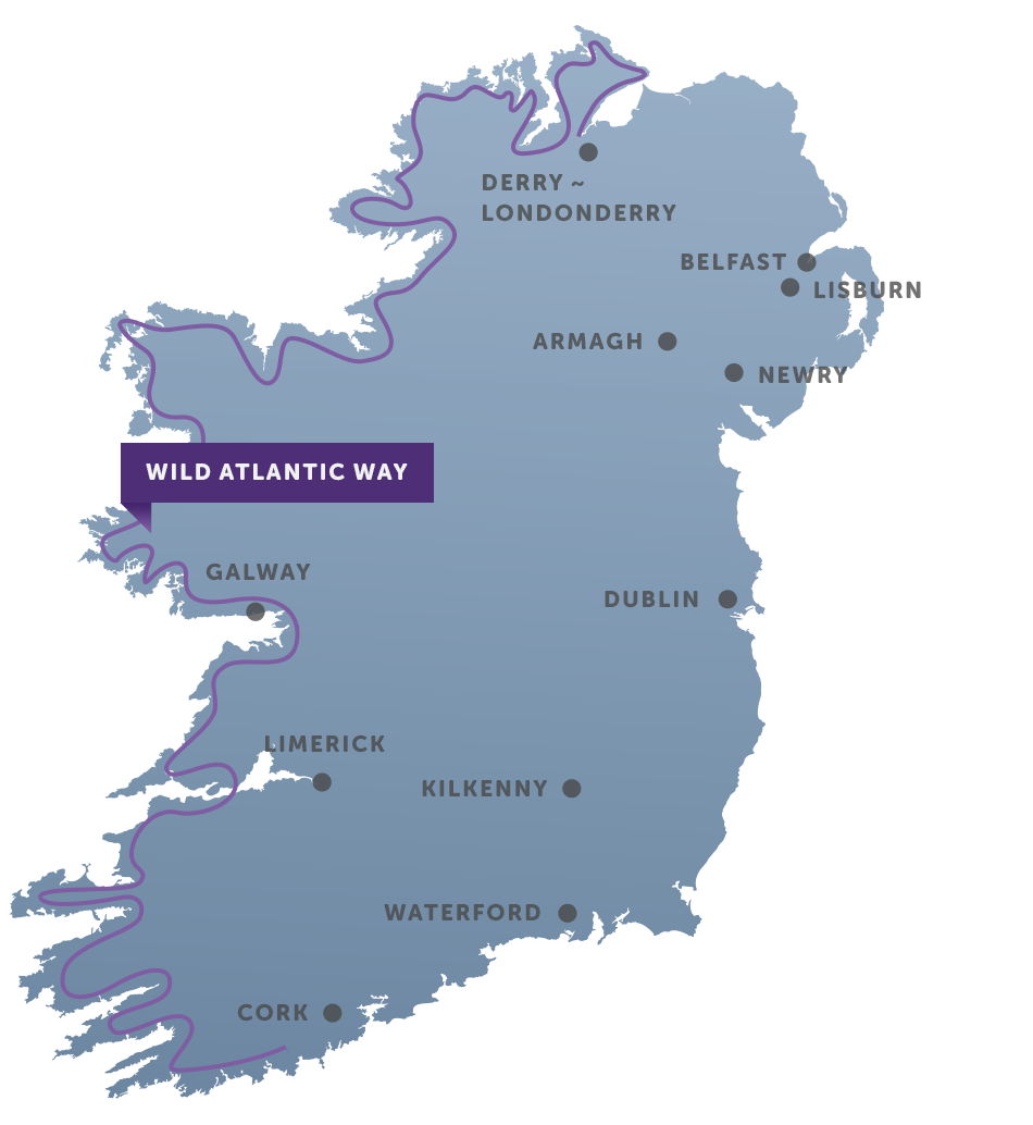 Map of Wild Atlantic Way, Ireland