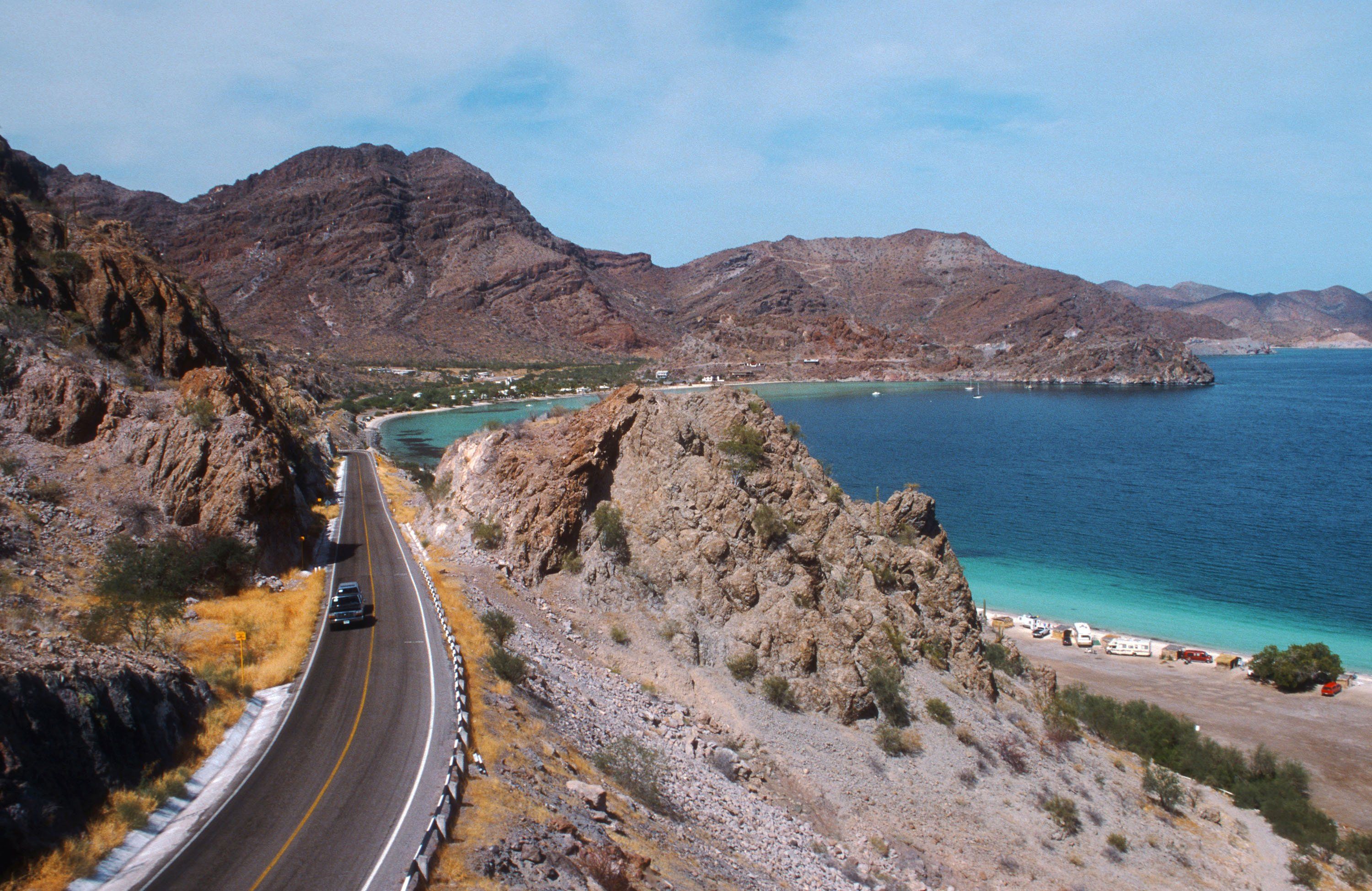 Playa del Coco beach and the road Transpeninsular in Bah+Áa Concepci+|n Baja California Mexico.