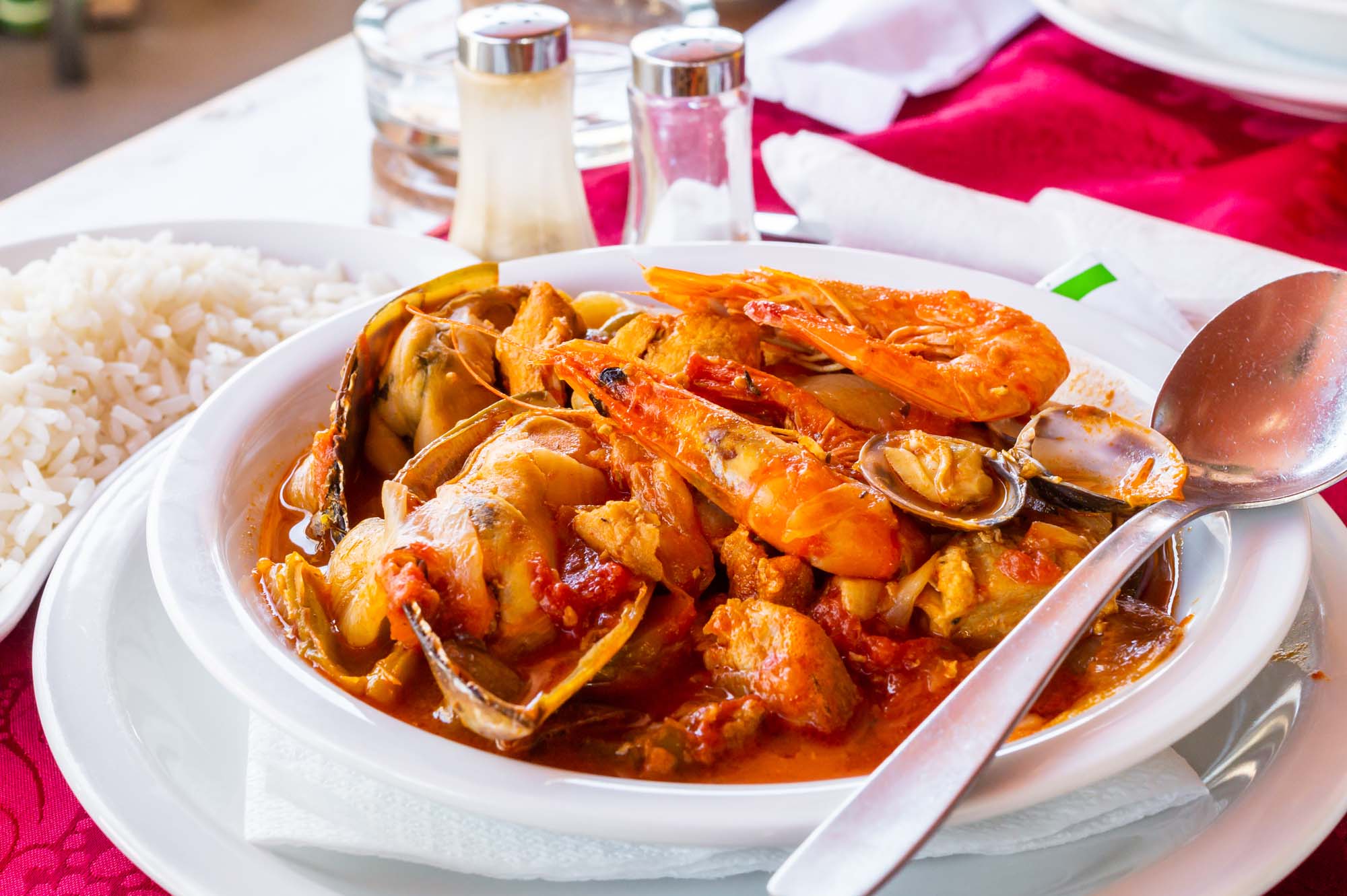 Classic portuguese sea food cataplana in Albufeira, Portugal