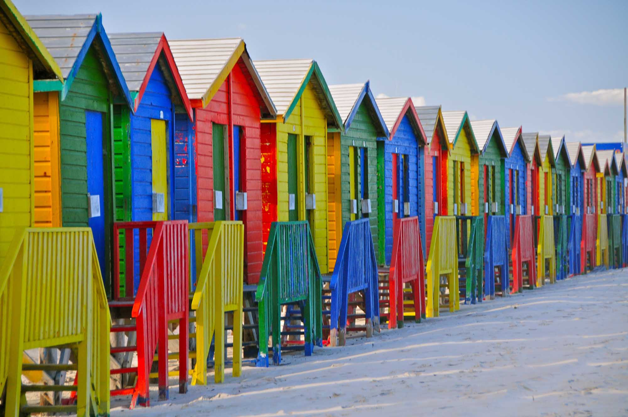 Colored Beach Huts, Cape Town, South Africa
