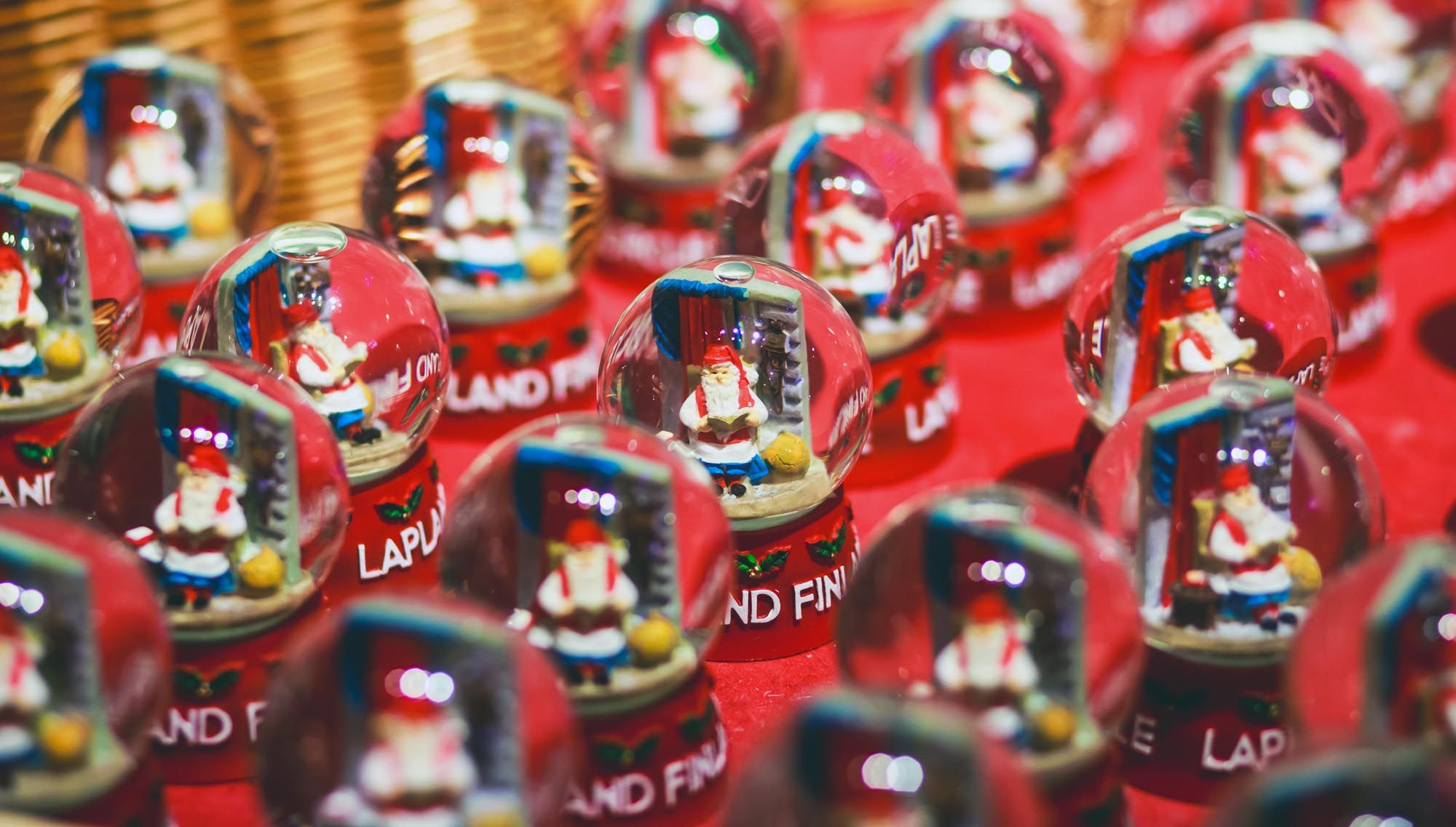 Elements of Christmas decoration, interior of Santa Claus Village in Rovaniemi, Finland