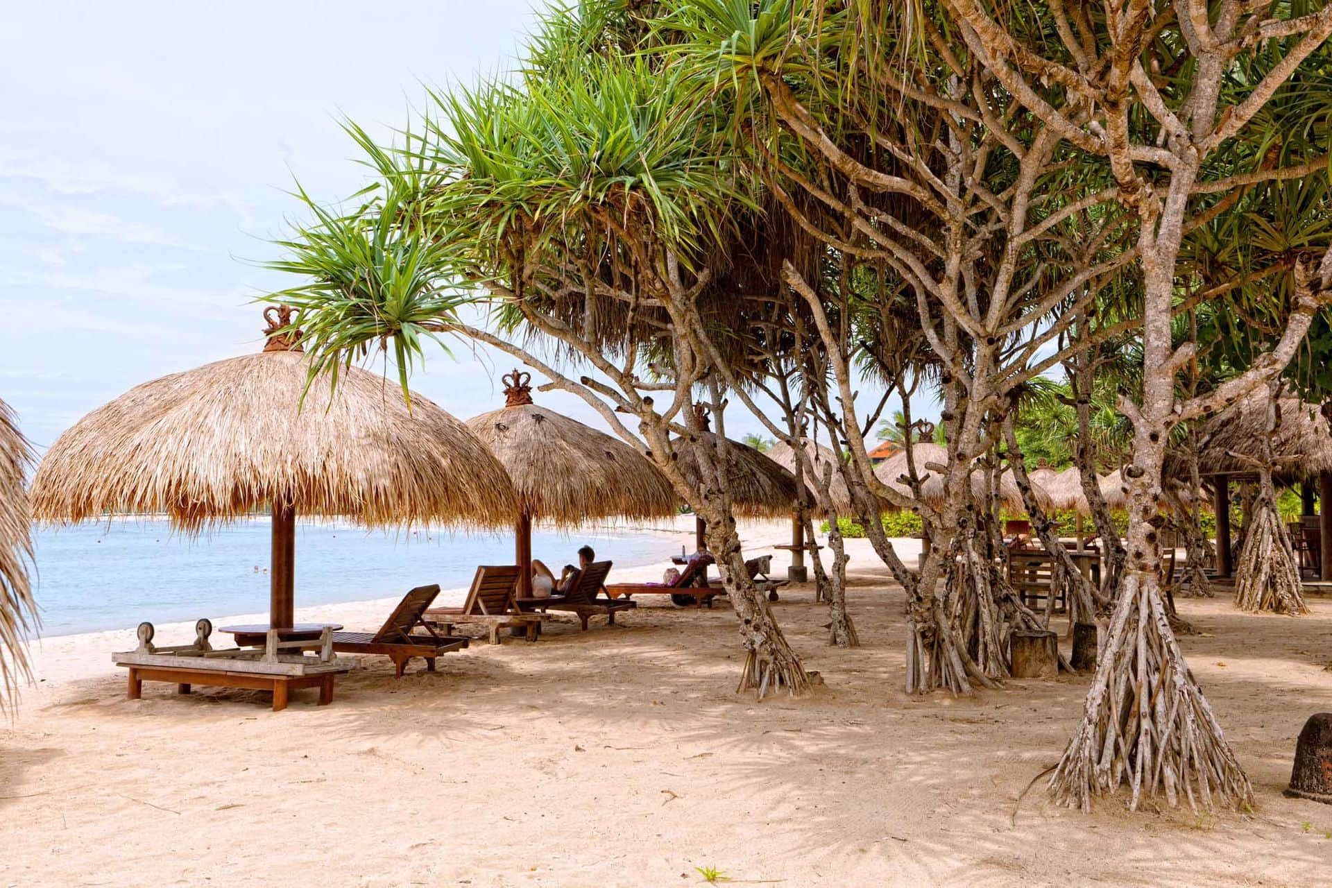 Canopies from the sun on a beach in Bali
