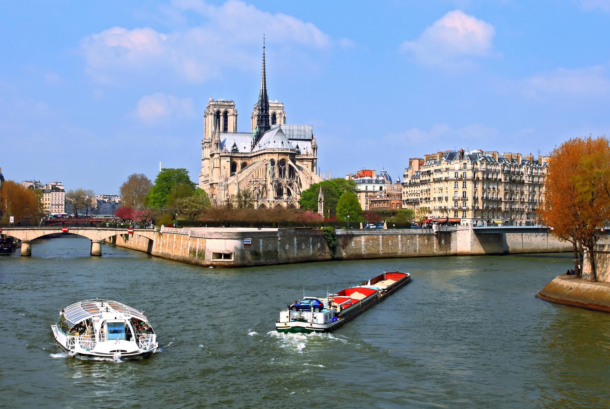 Passenger cruise at Cathedral Notre Dame
