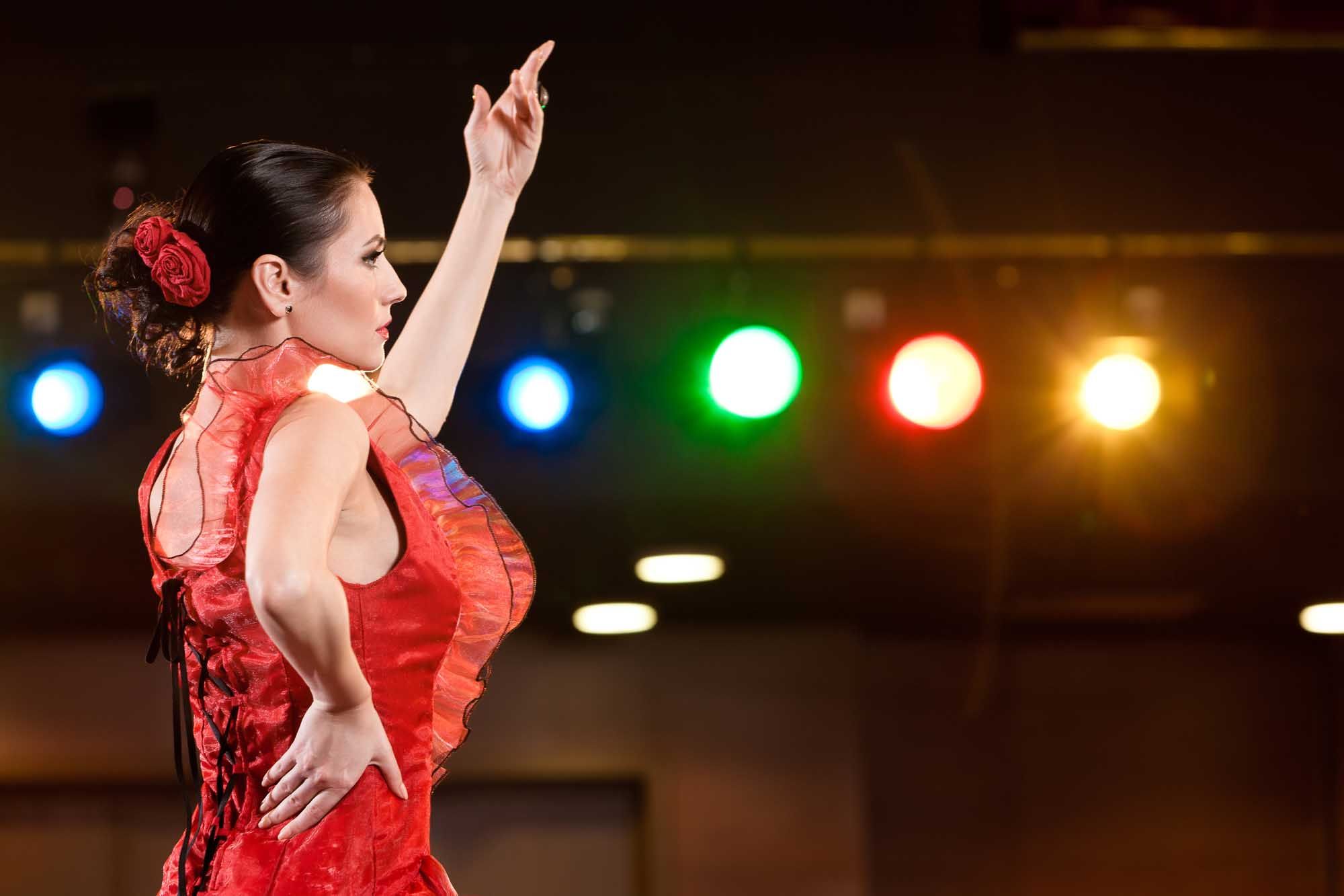 Sexy flamenco dancer performing her dance