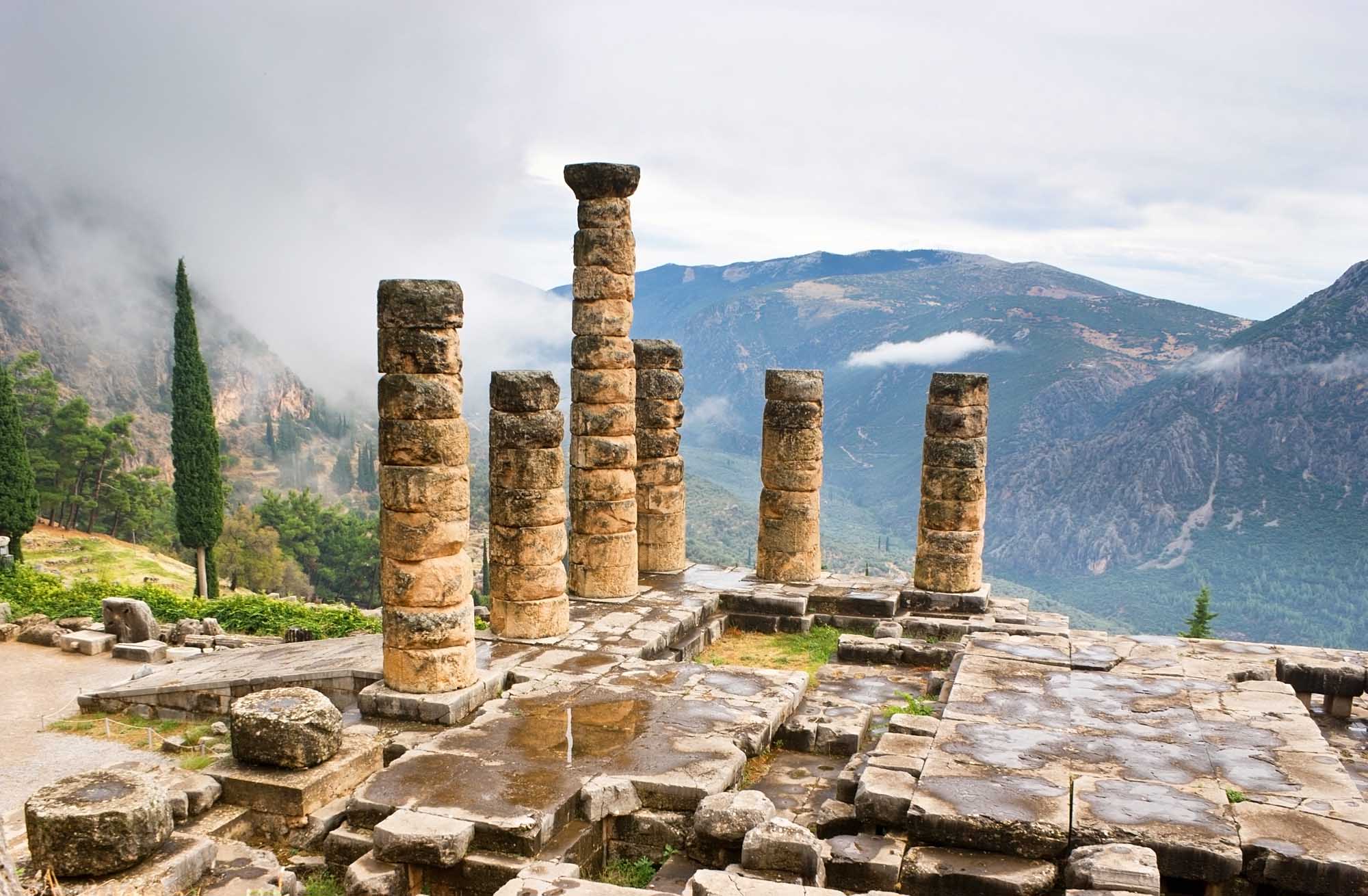 The great Temple of Apollo was turned in ruins by ruthless time, but its mysterious spirit is still here in Delphi, Greece.