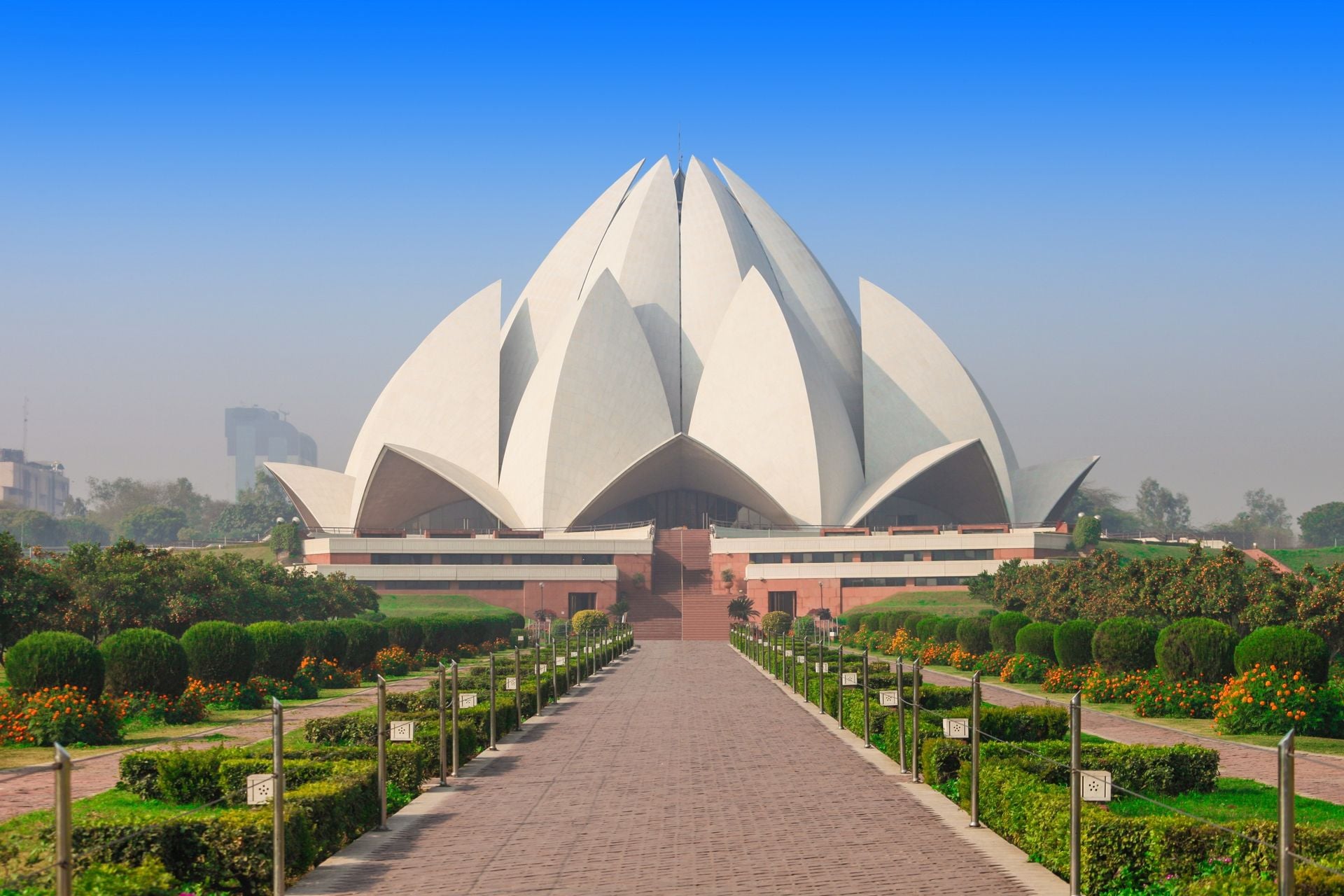 The Lotus Temple, located in New Delhi, India, is a Bahai House of Worship