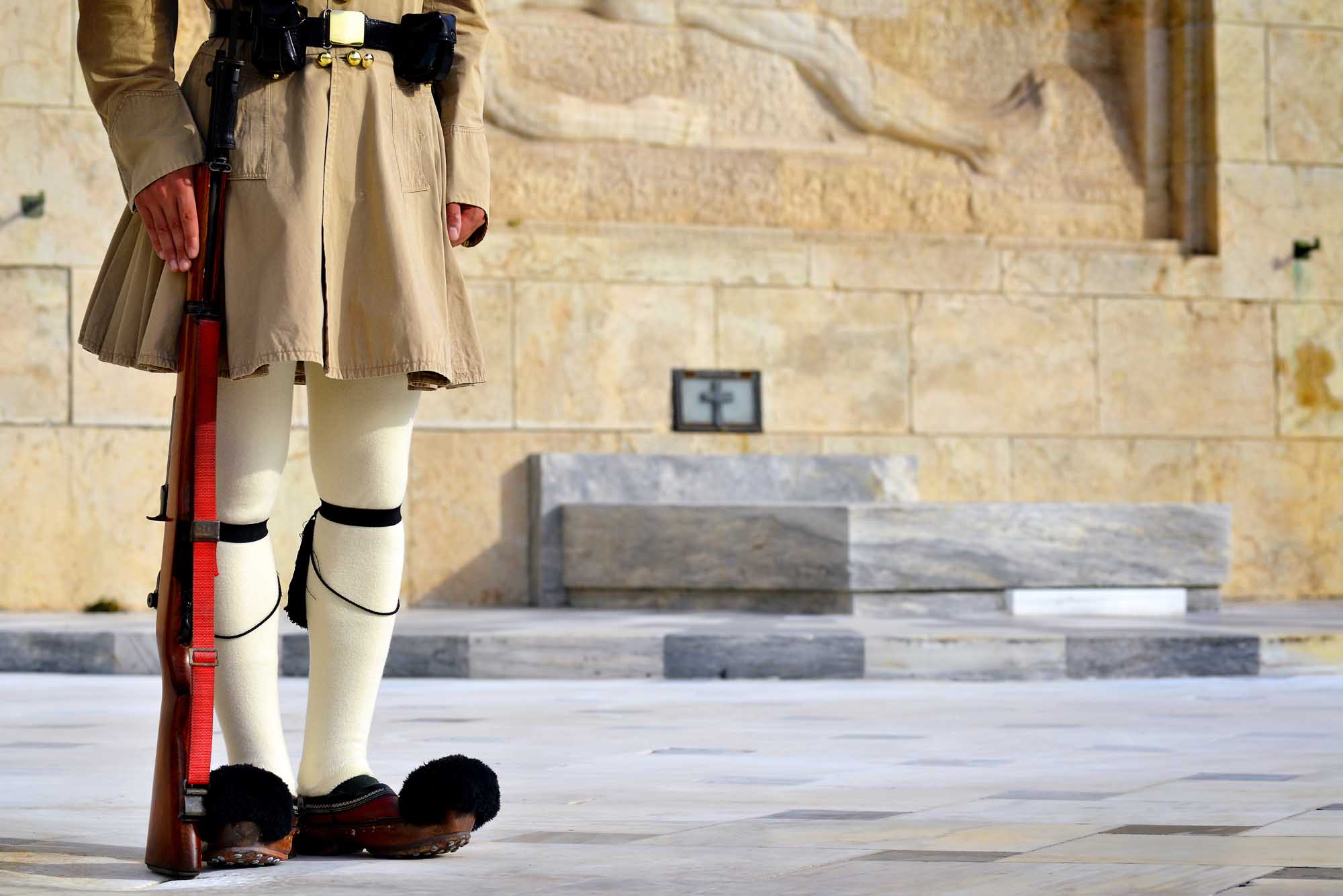 Evzoni Guard, Guardian in front of the Greek parliament building, Athens, Greece