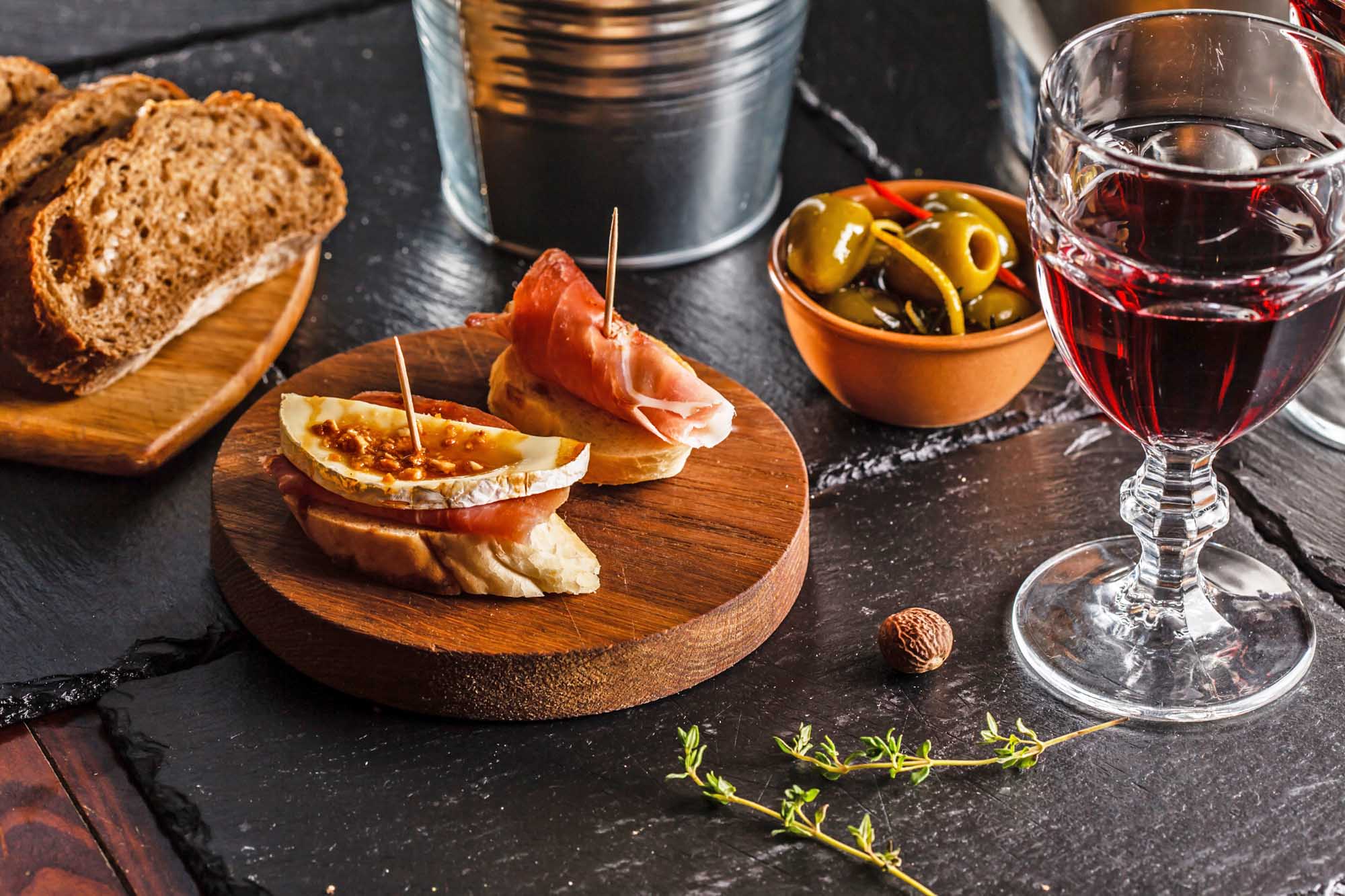 Spanish tapas served on the table