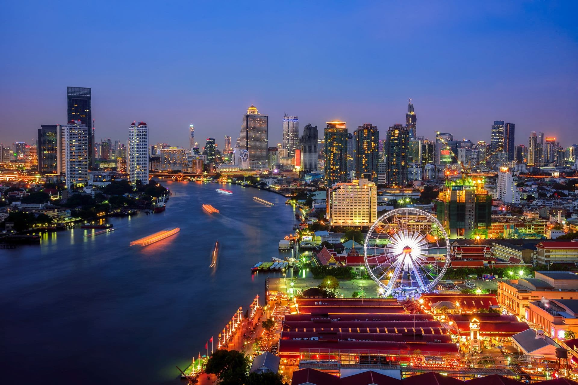Bangkok cityscape. Bangkok night view in the business district at