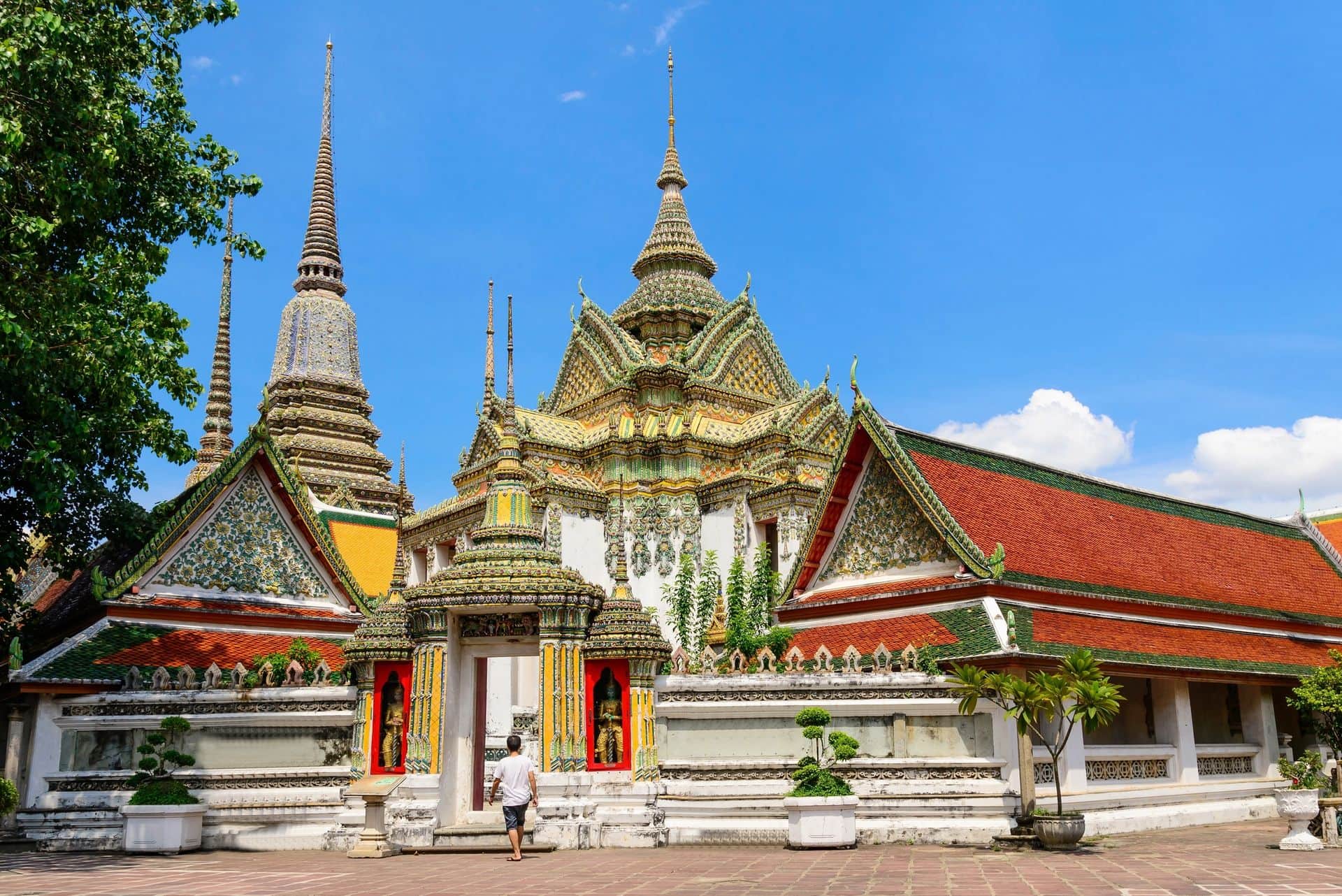 Thai architecture in Wat Pho public temple in Bangkok, Thailand.