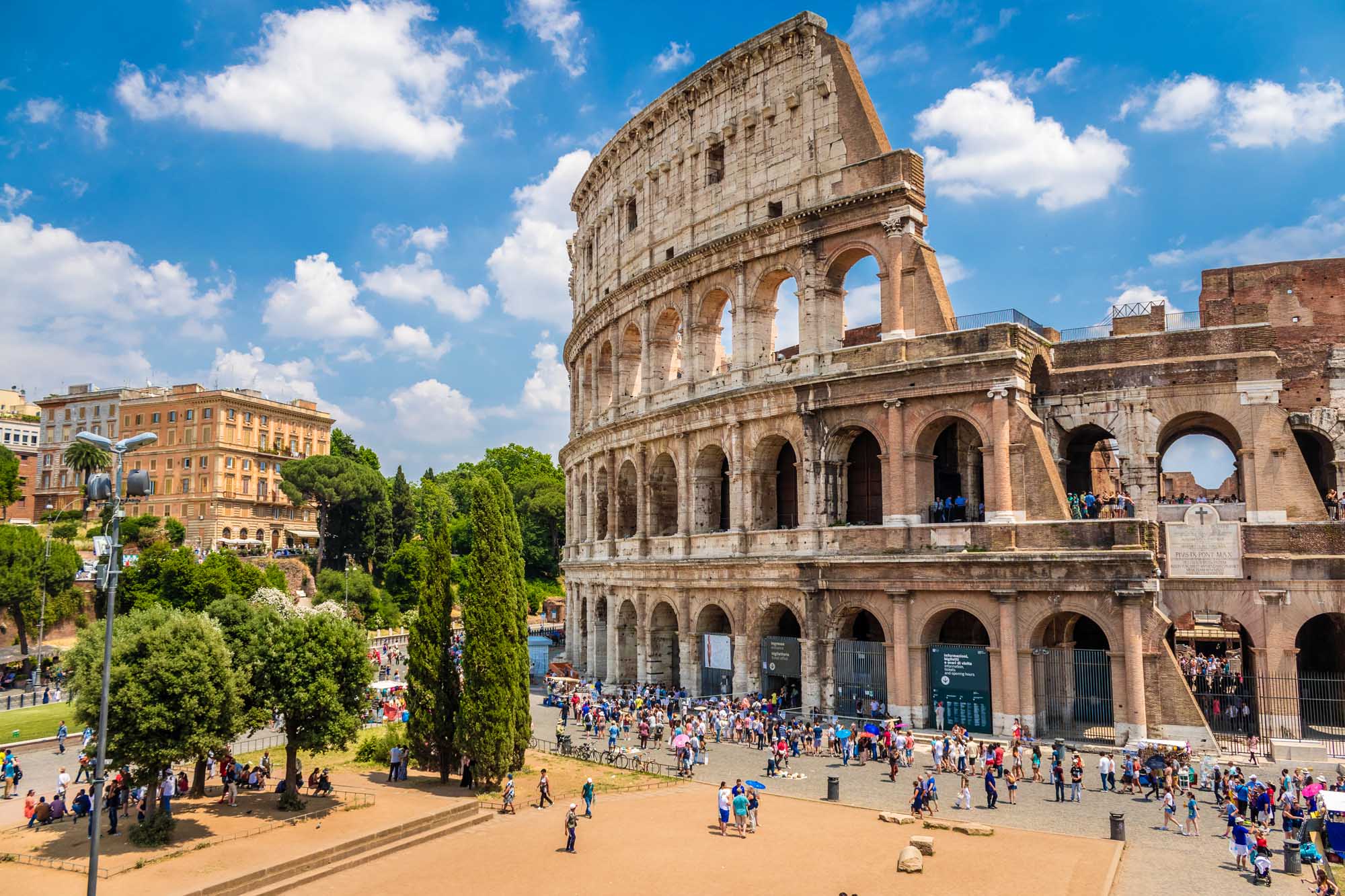 Colosseum with clear blue sky