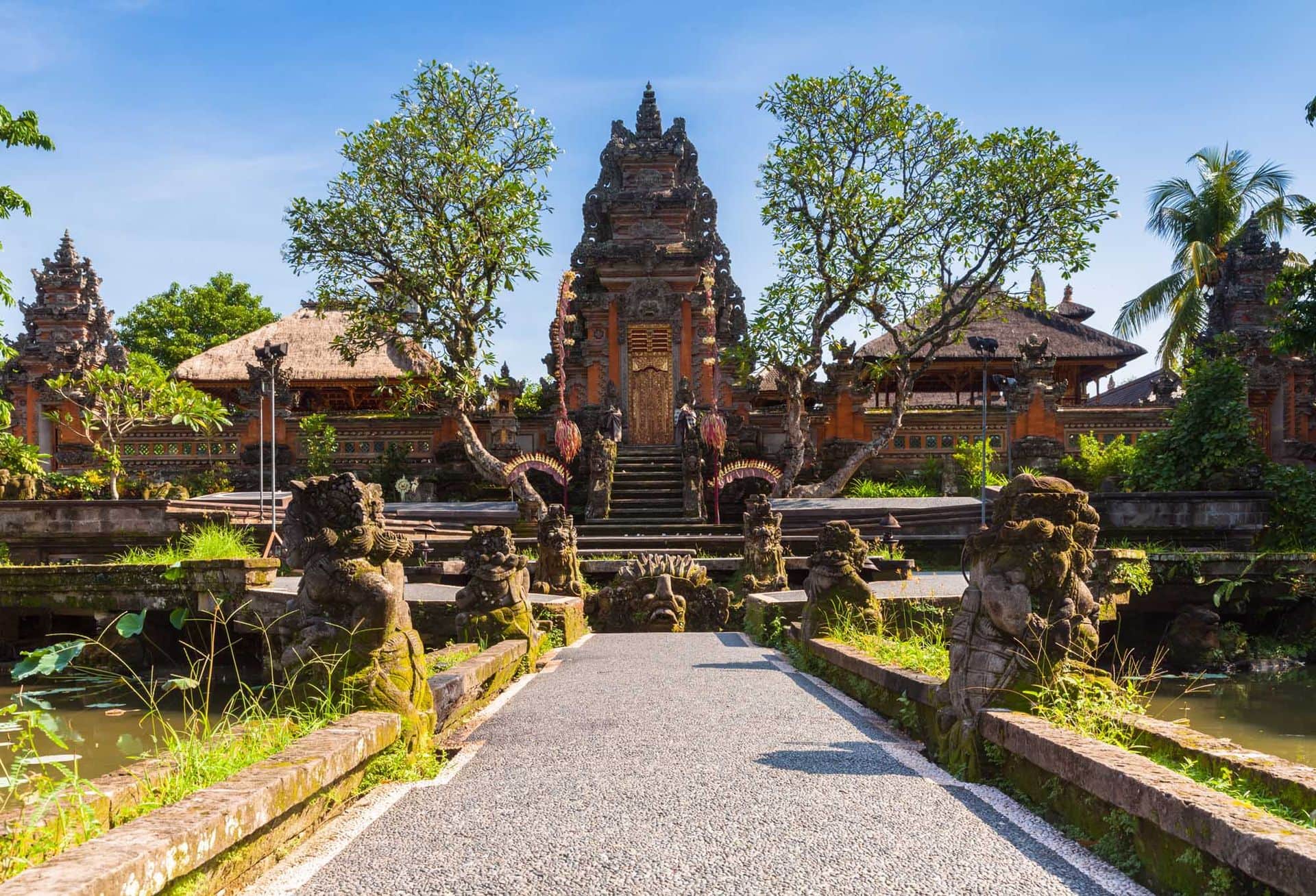 Pura Saraswati Temple with beautiful lotus pond, Ubud, Bali, Indonesia