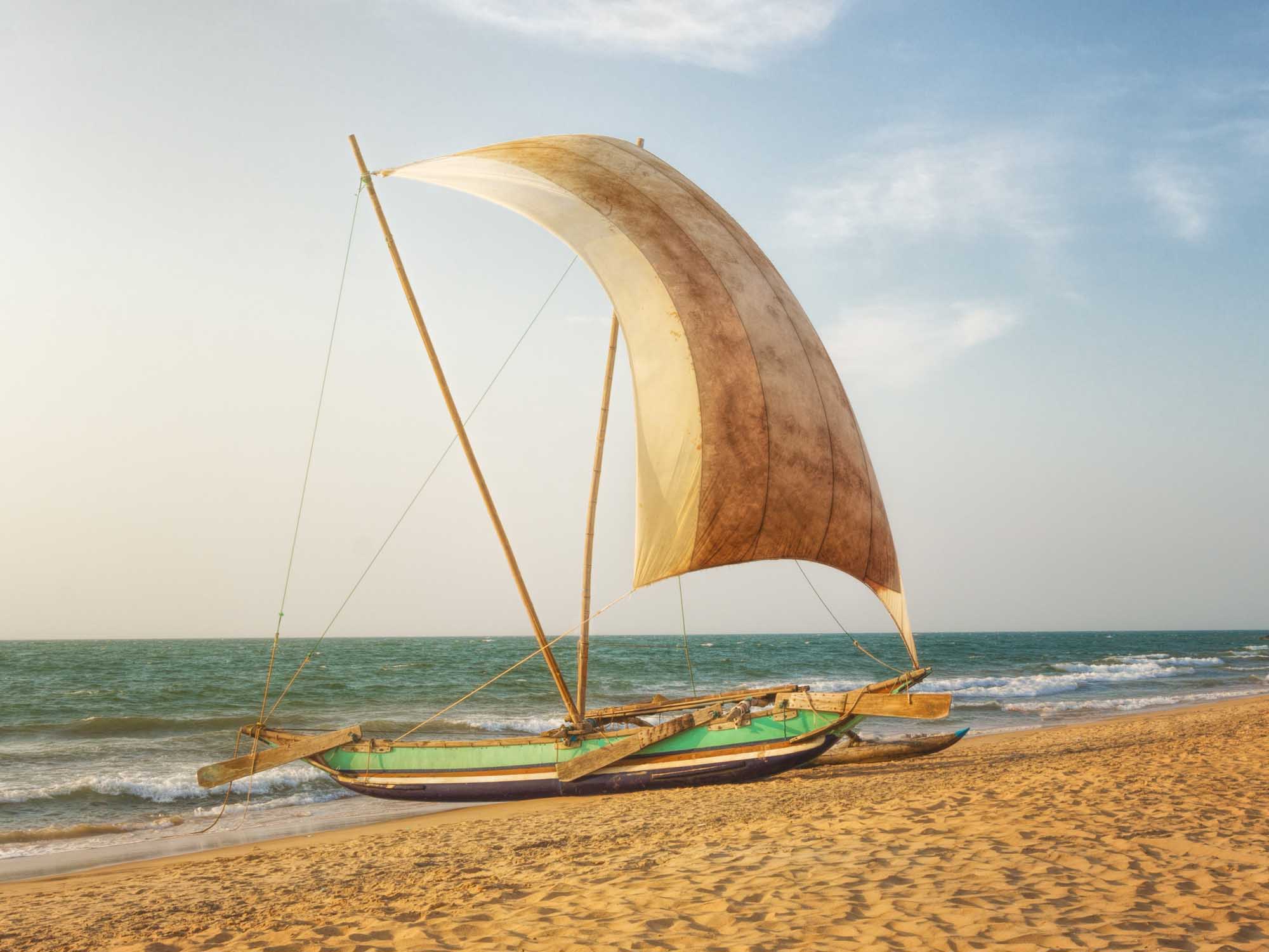 Fishermen's Catamaran on the Beach near Negombo