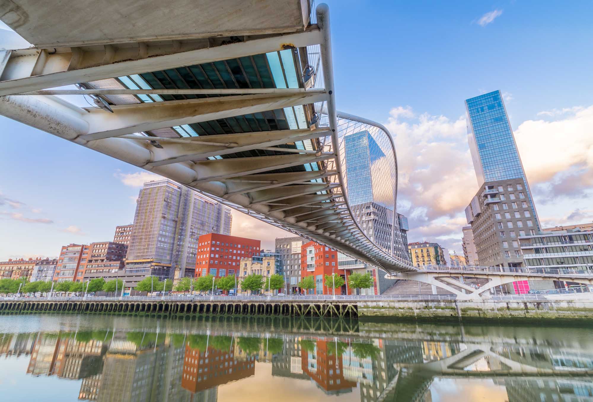 The Pedro Arrupe footbridge is a modern bridge crossing the Nervion Bridge in Bilbao