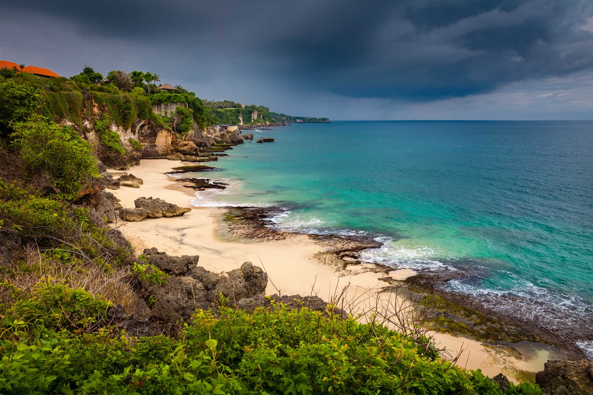 Tropical beach Jimbaran Bali near the popular temple Pura Segara, South Kuta / Tropical beach Bali / Indonesia, Bali
