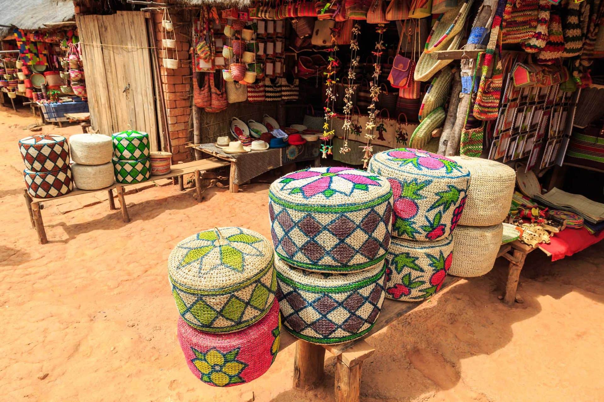 Souvenirs at a market in Africa, Madagascar