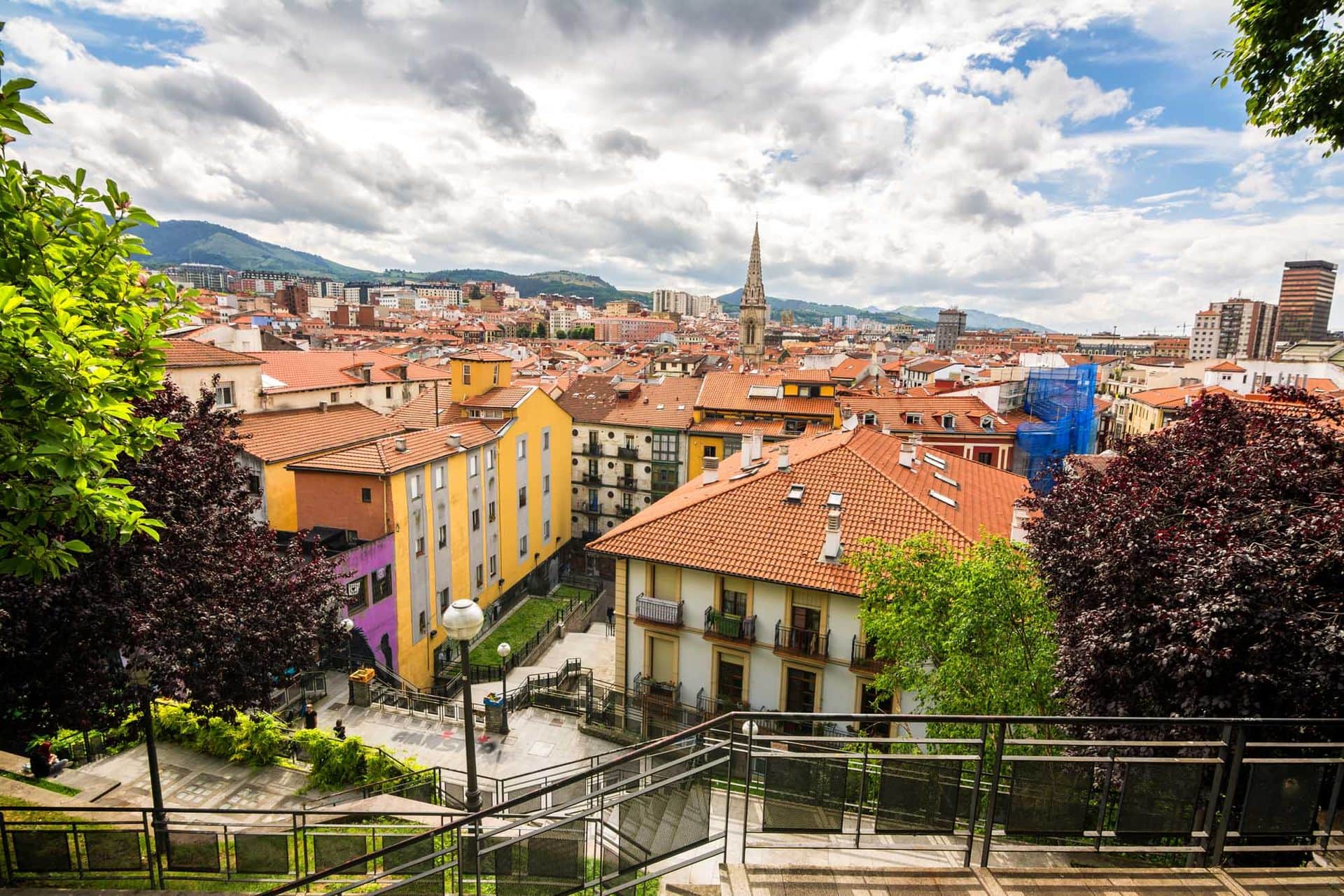panoramic views of downtown bilbao, spain