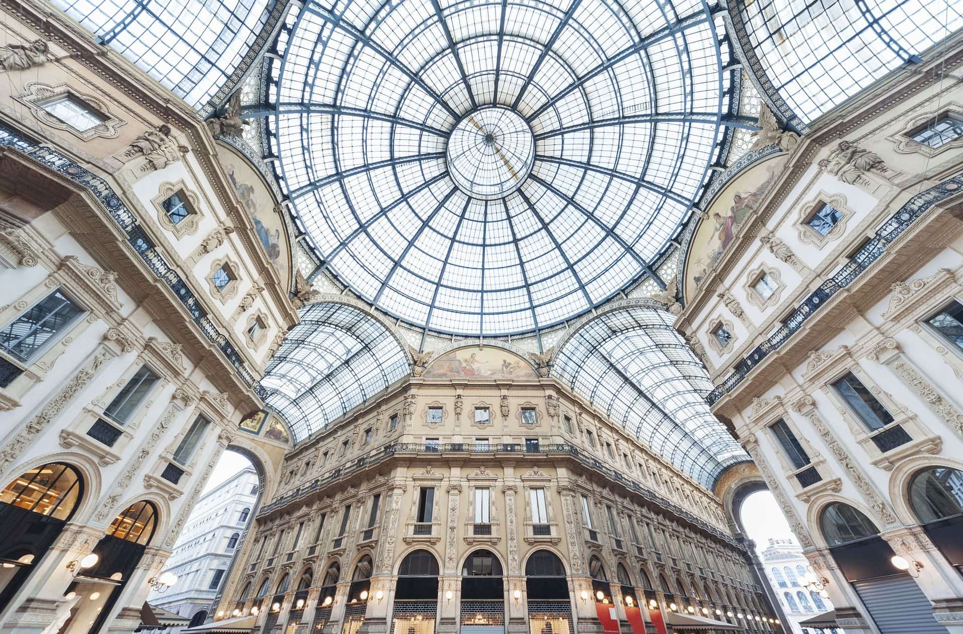 Glass dome of Galleria Vittorio Emanuele in Milan, Italy
