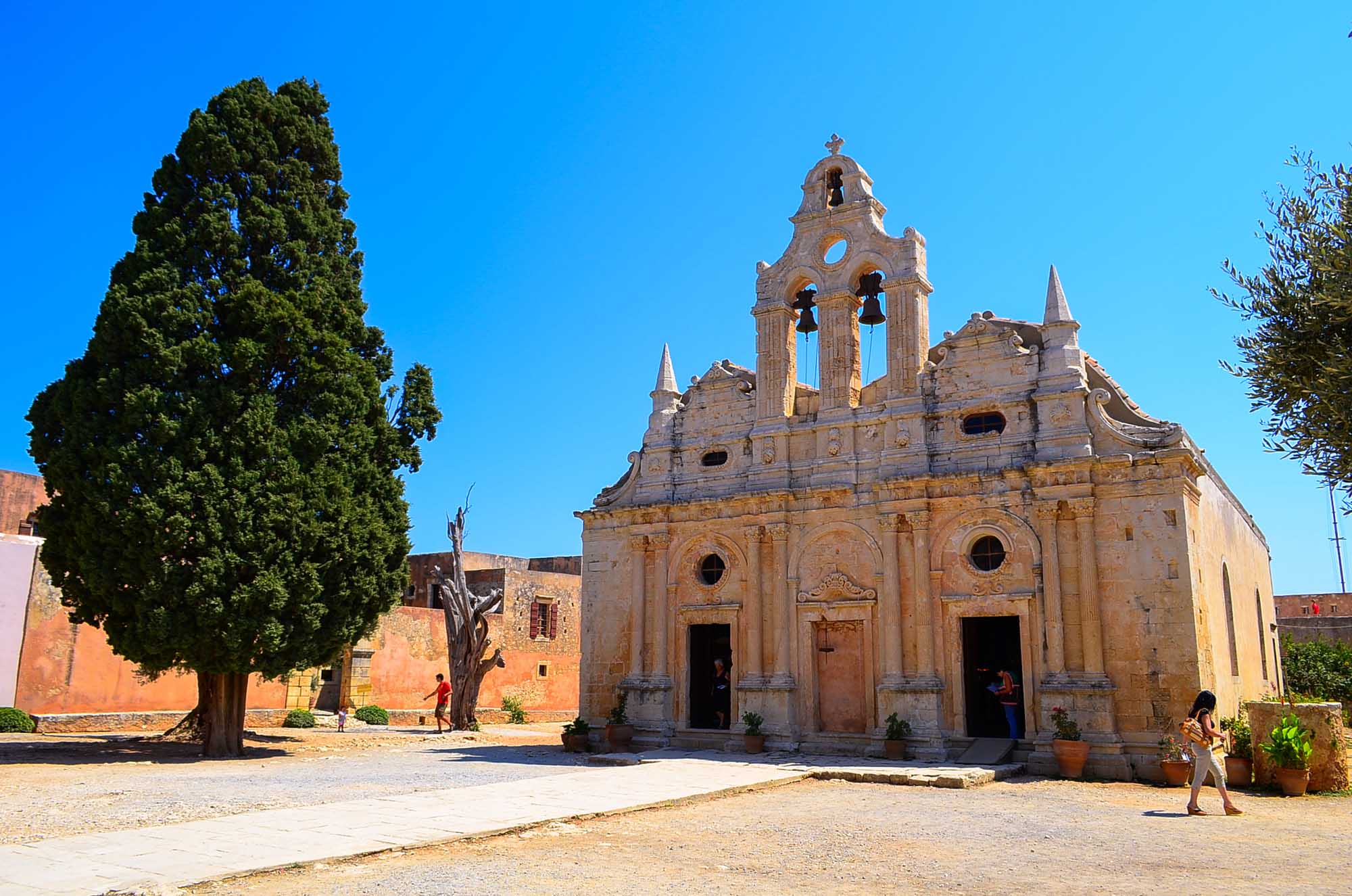 Arkadi monastery on Crete island, Greece. Ekklisia Timios Stavros - Moni Arkadiou in Greek.