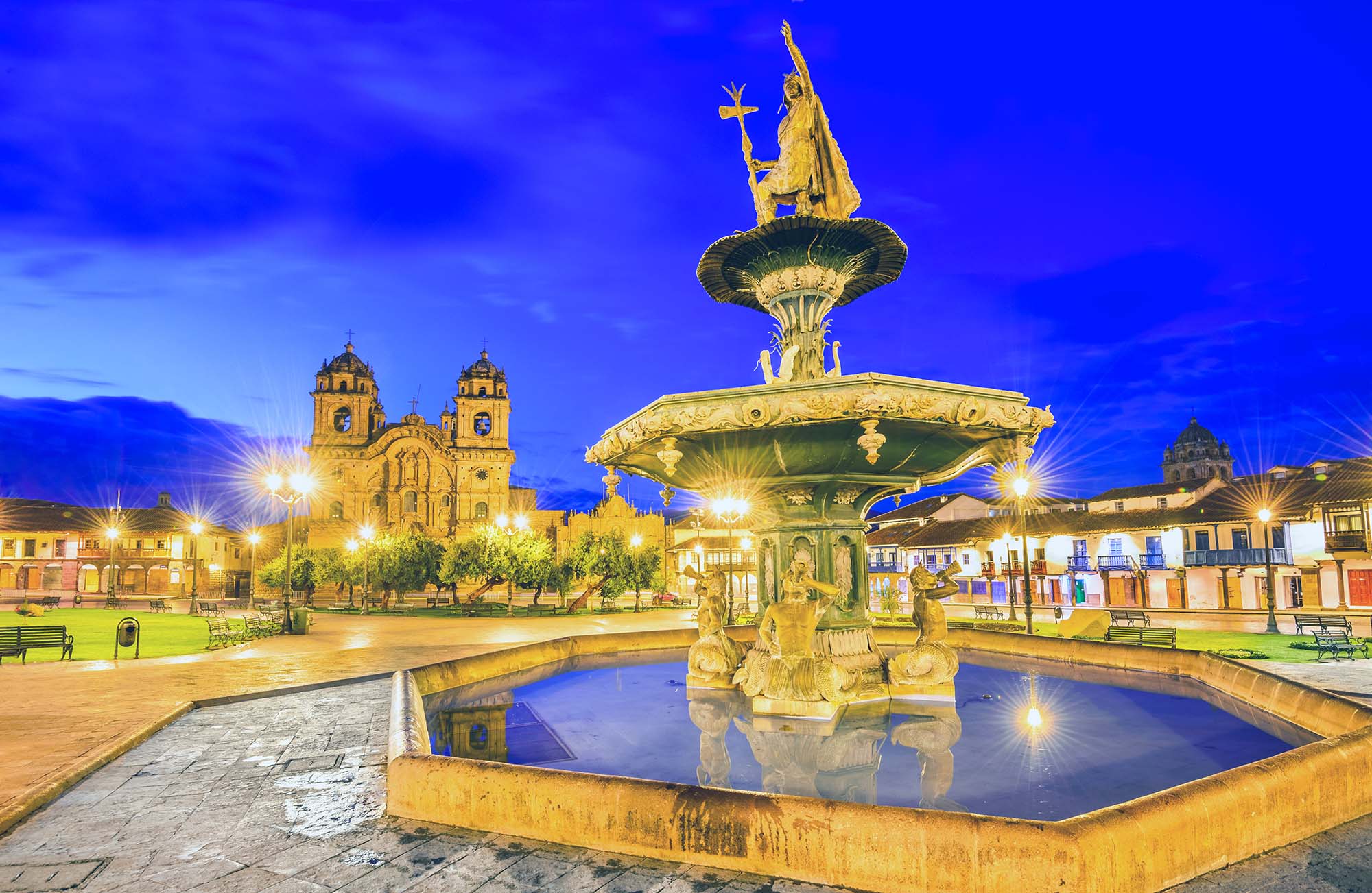 Cusco, Peru - Plaza de Armas and Church of the Society of Jesus