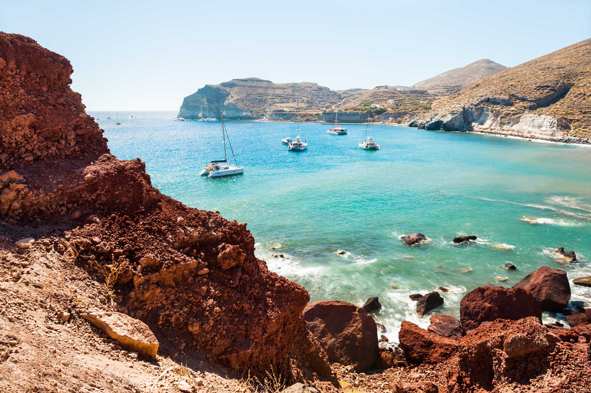 Red beach on Santorini island, Greece.